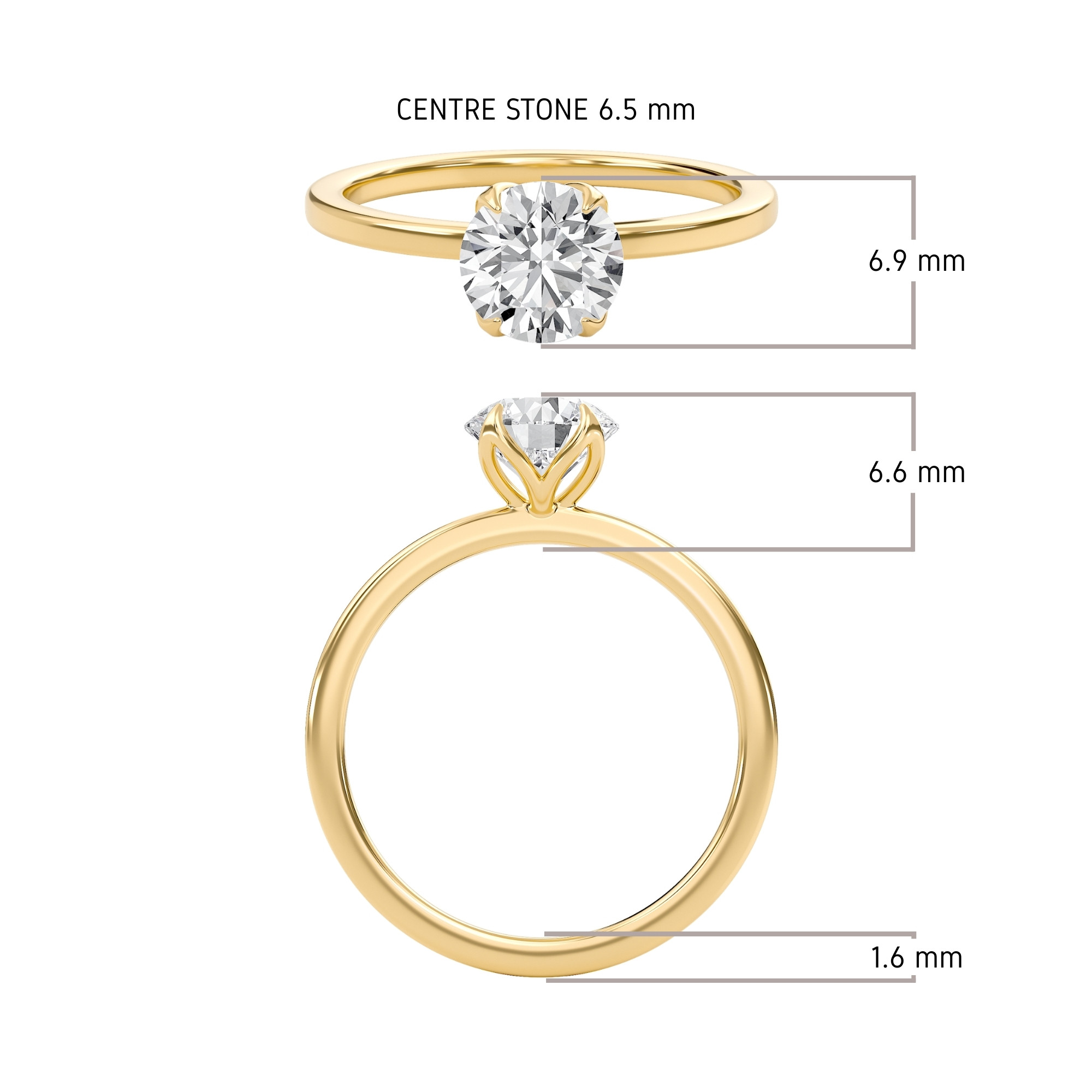 Round Petal Four Prong Engagement Ring