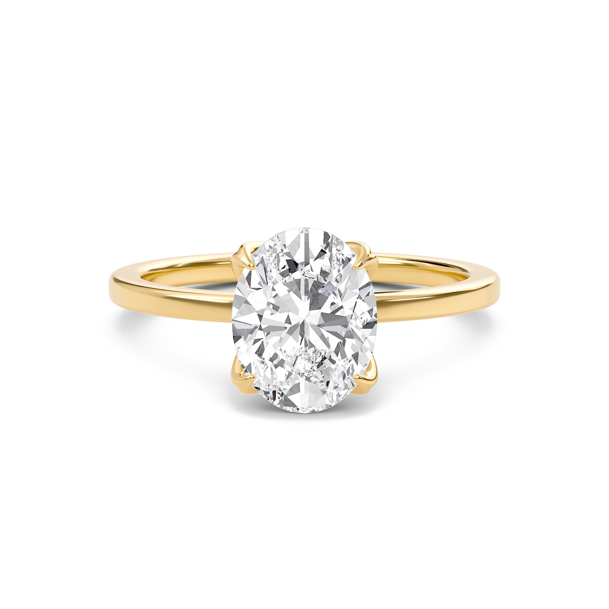 Oval Petal Four Prong Engagement Ring