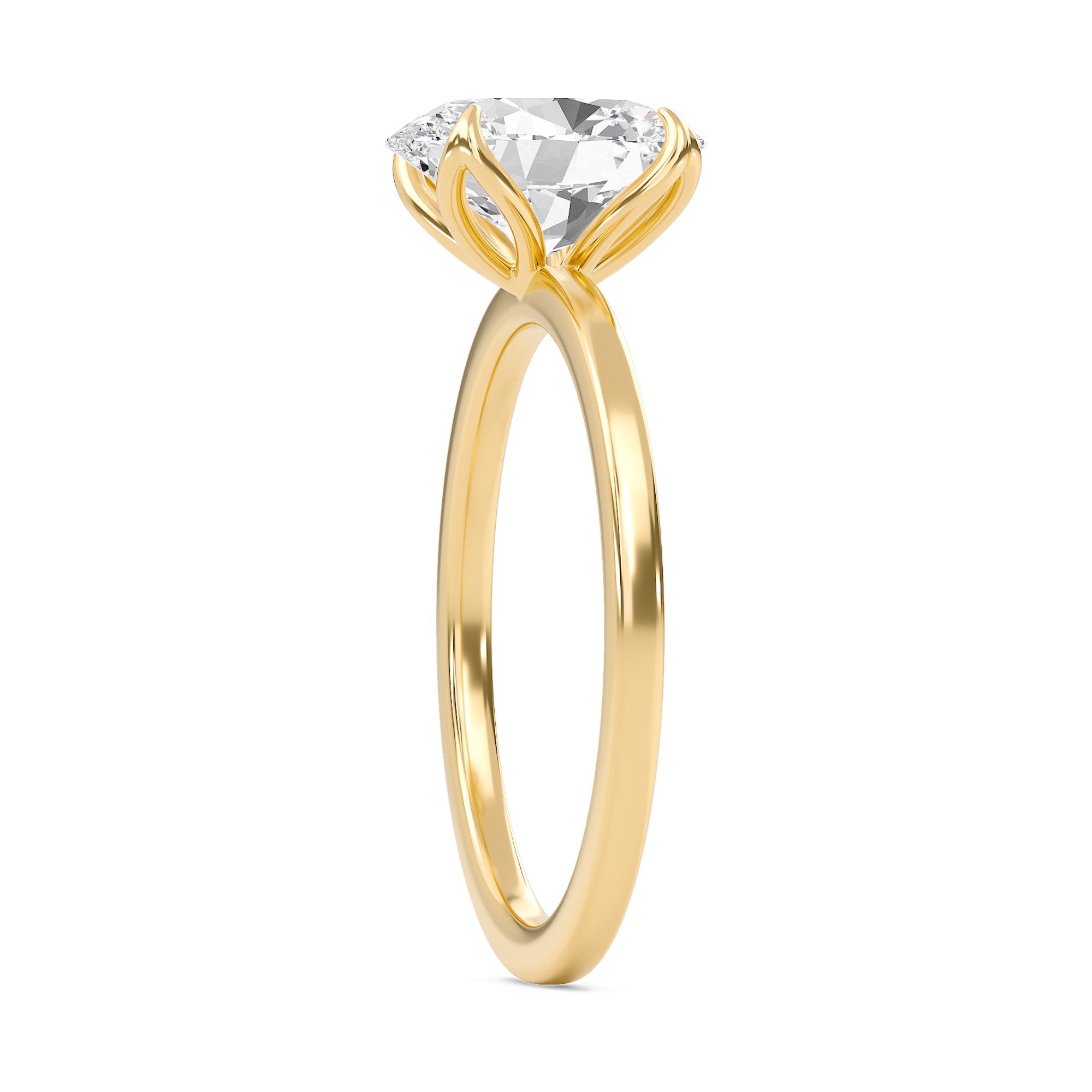 Oval Petal Four Prong Engagement Ring