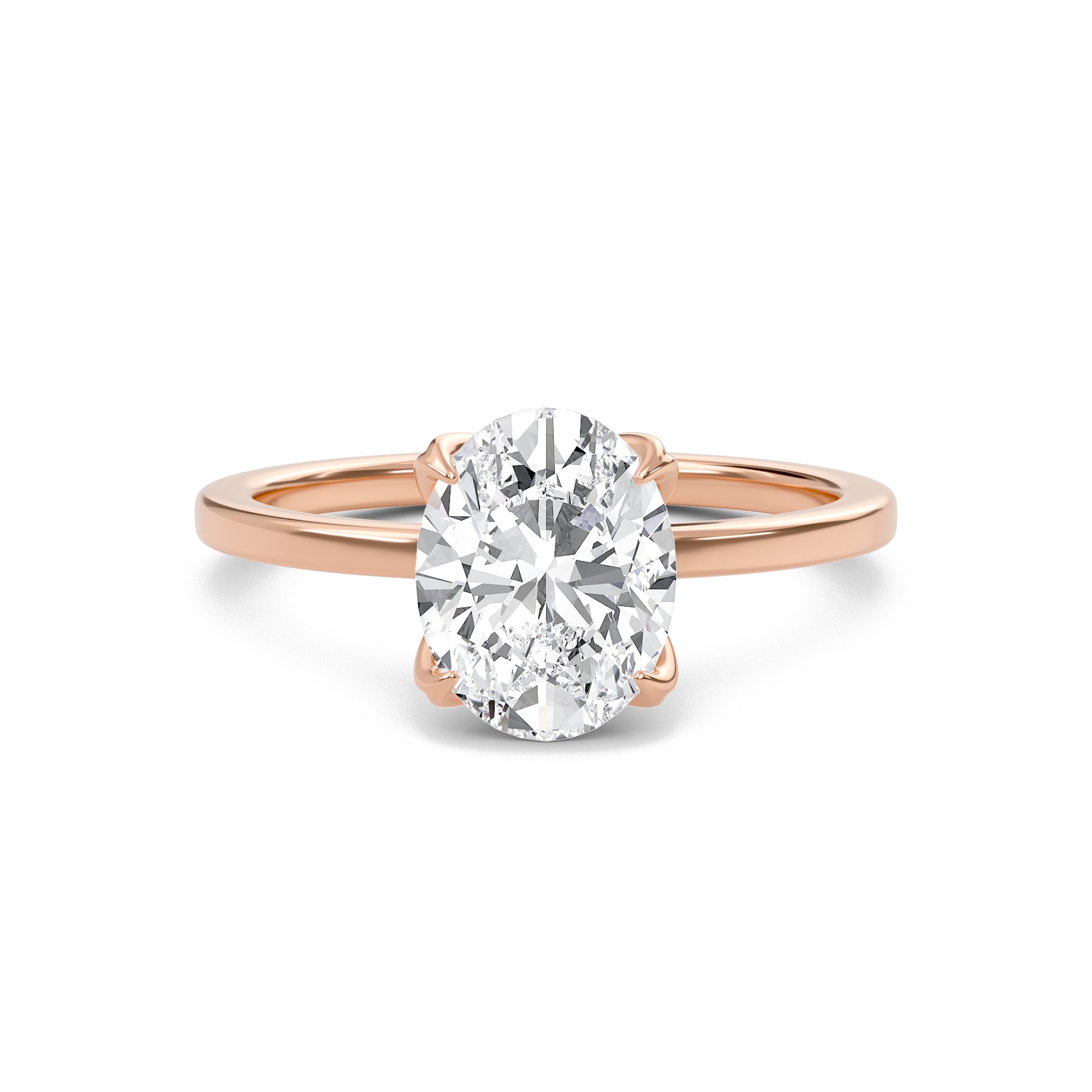Oval Petal Four Prong Engagement Ring