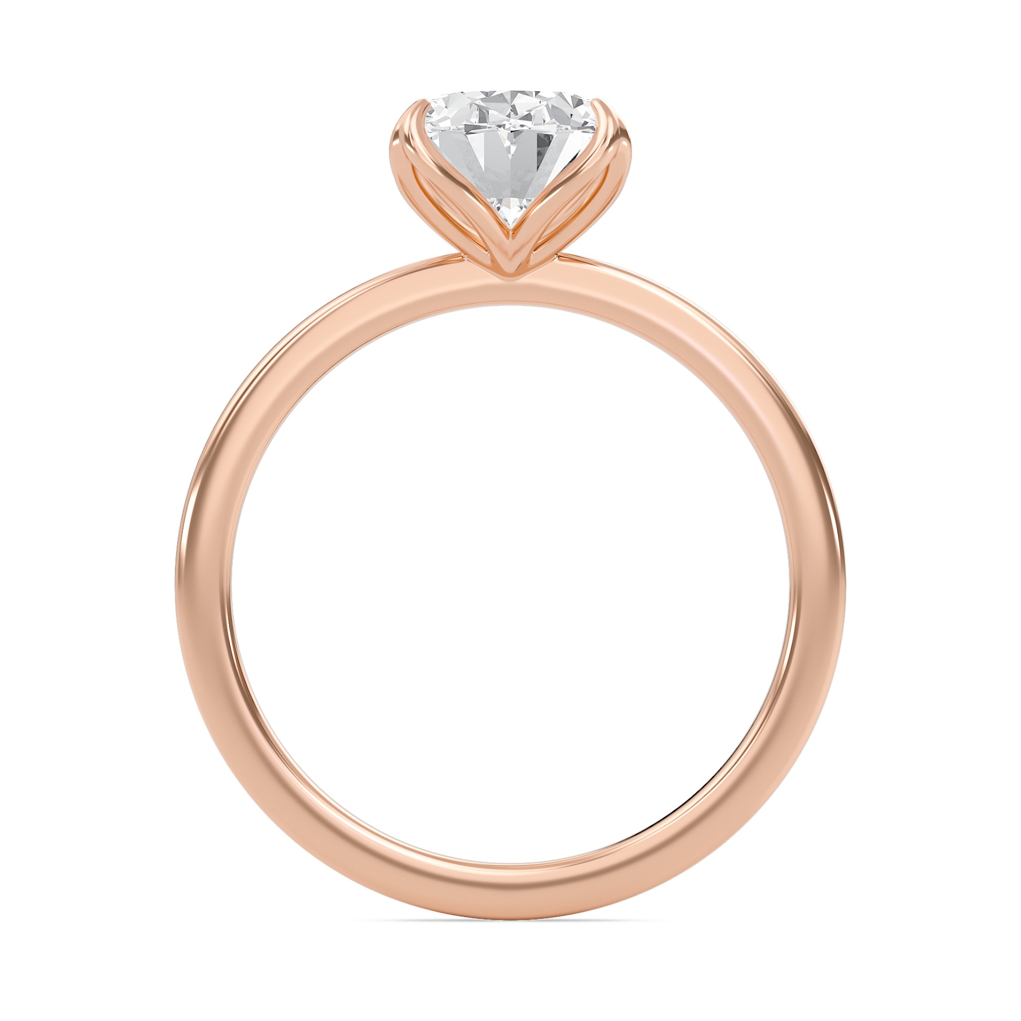Oval Petal Four Prong Engagement Ring