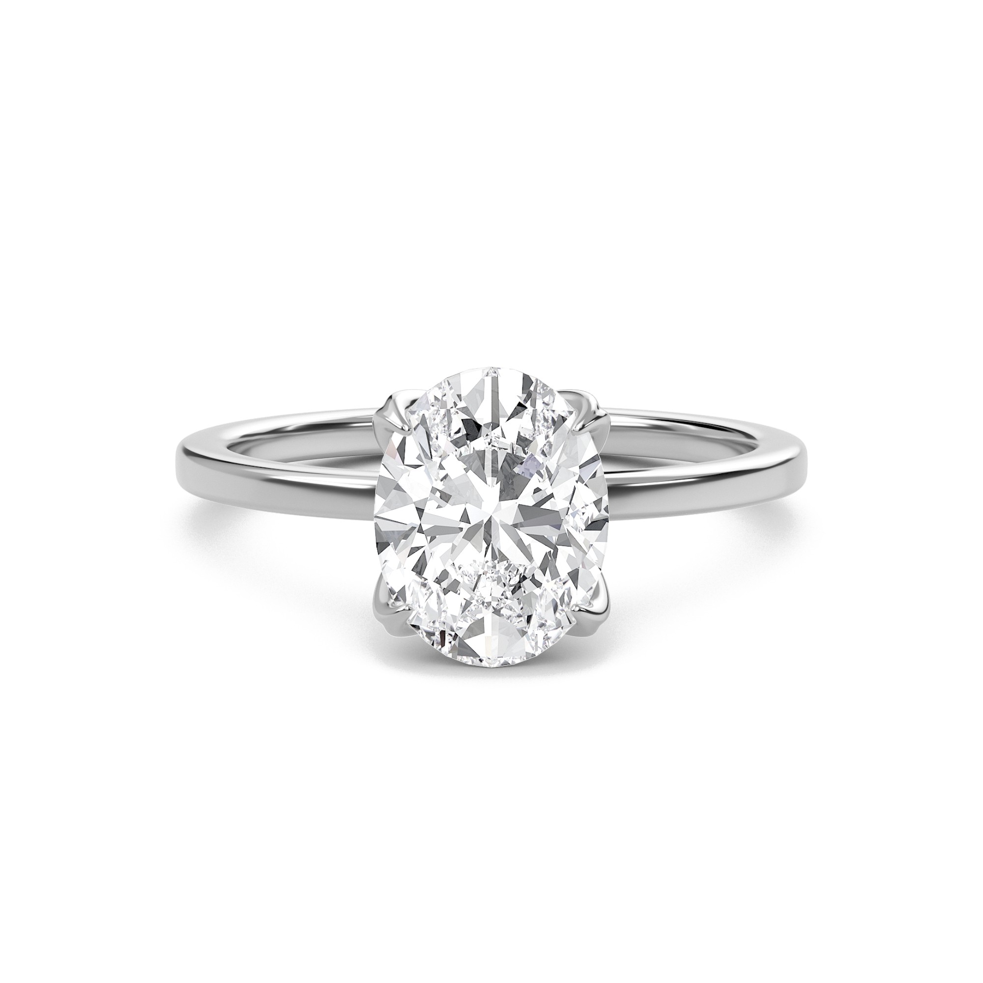 Oval Petal Four Prong Engagement Ring