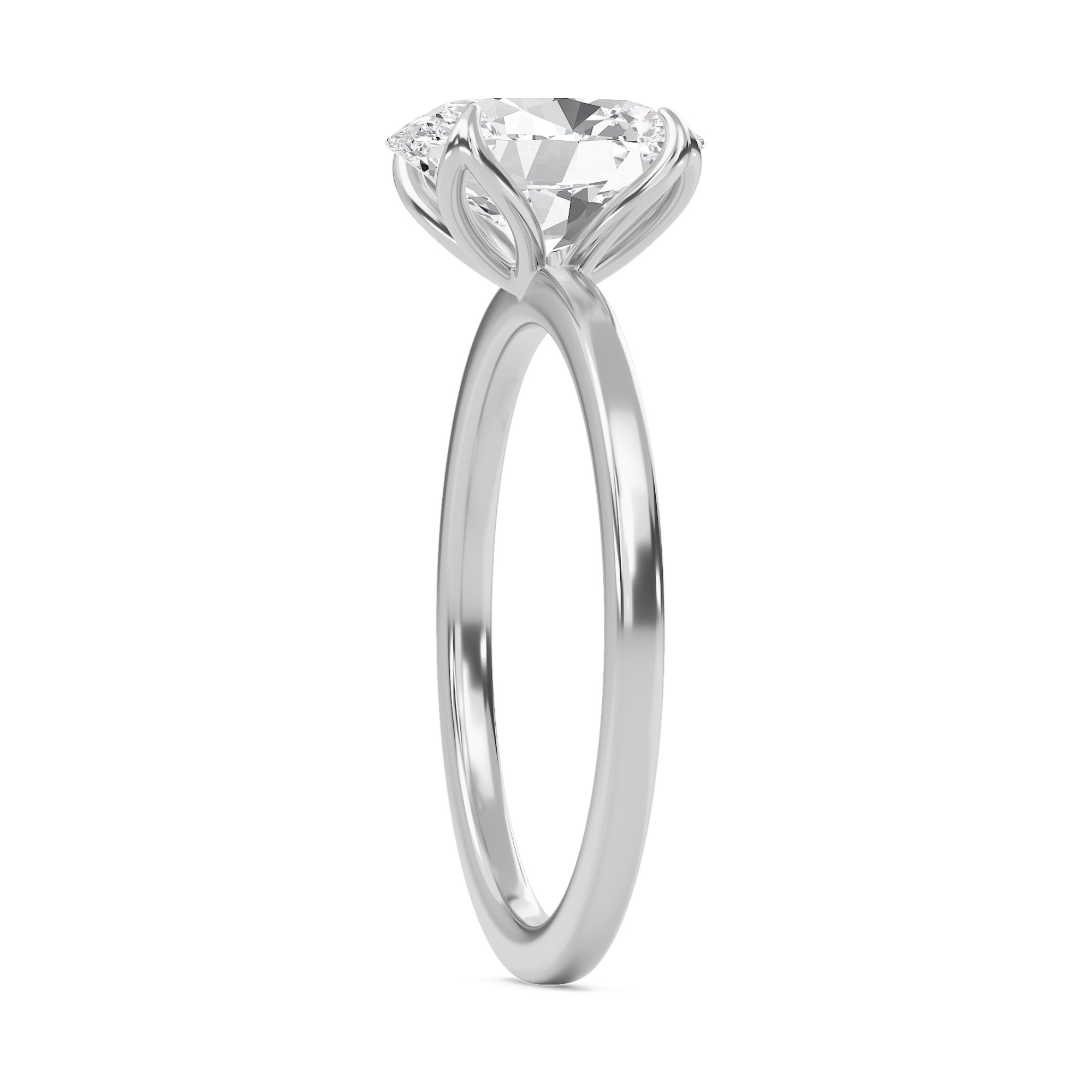 Oval Petal Four Prong Engagement Ring