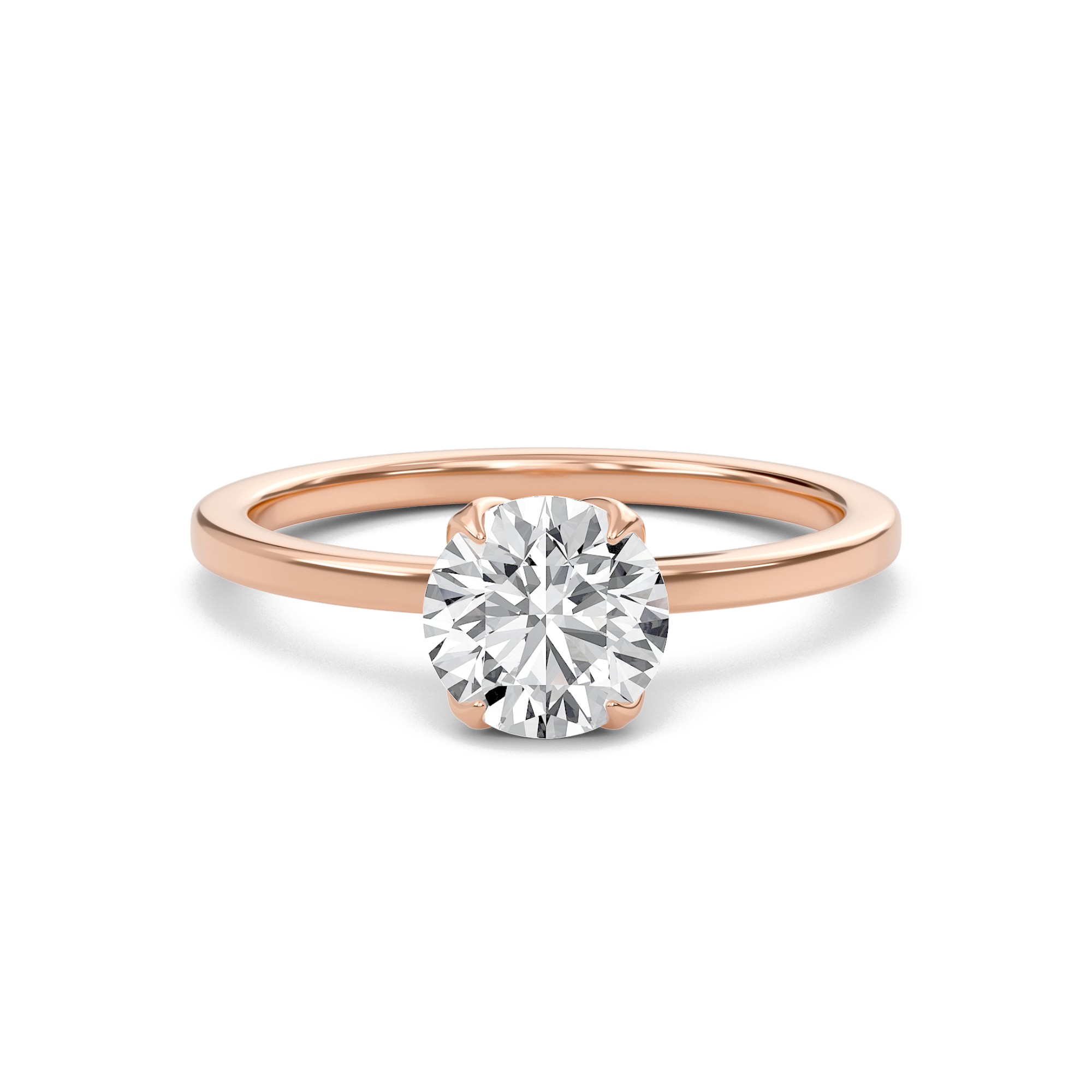 Round Petal Four Prong Engagement Ring