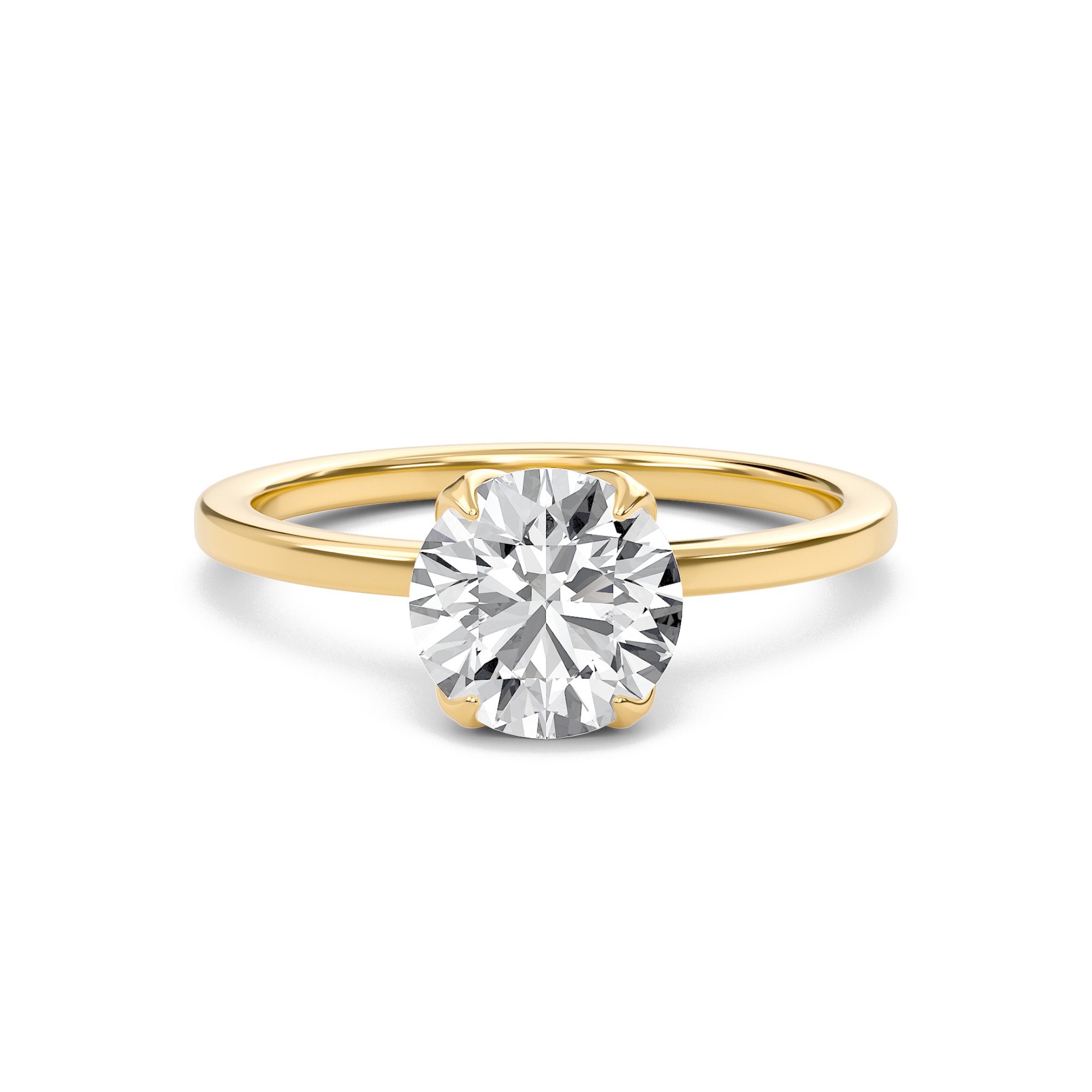 Round Petal Four Prong Engagement Ring