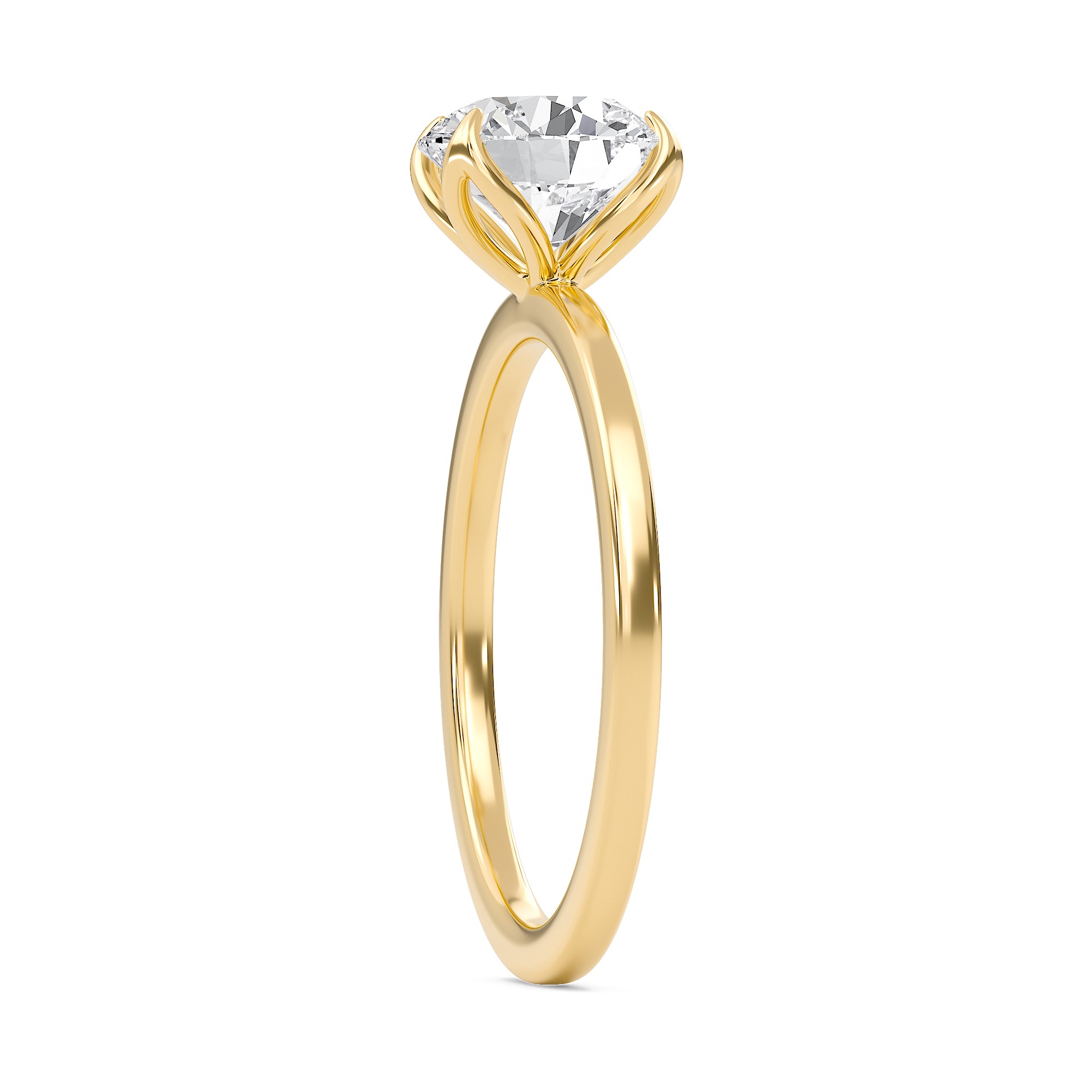 Round Petal Four Prong Engagement Ring