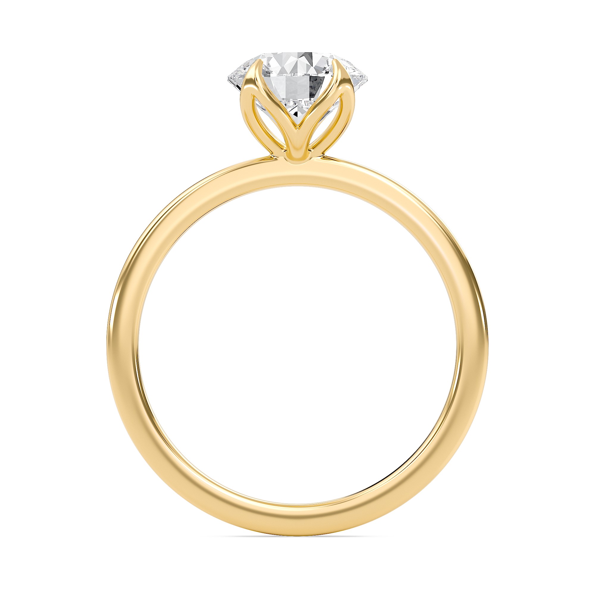 Round Petal Four Prong Engagement Ring