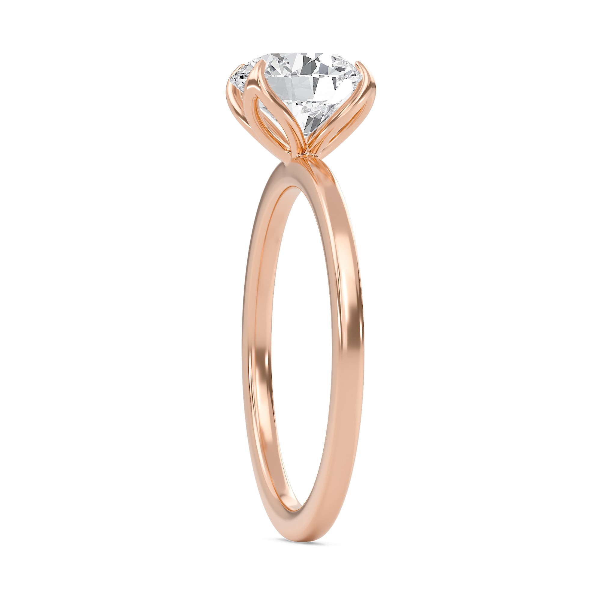 Round Petal Four Prong Engagement Ring