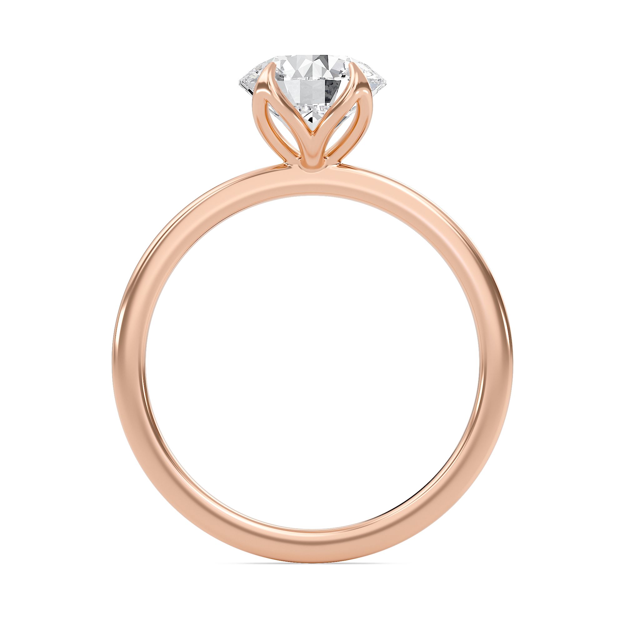 Round Petal Four Prong Engagement Ring