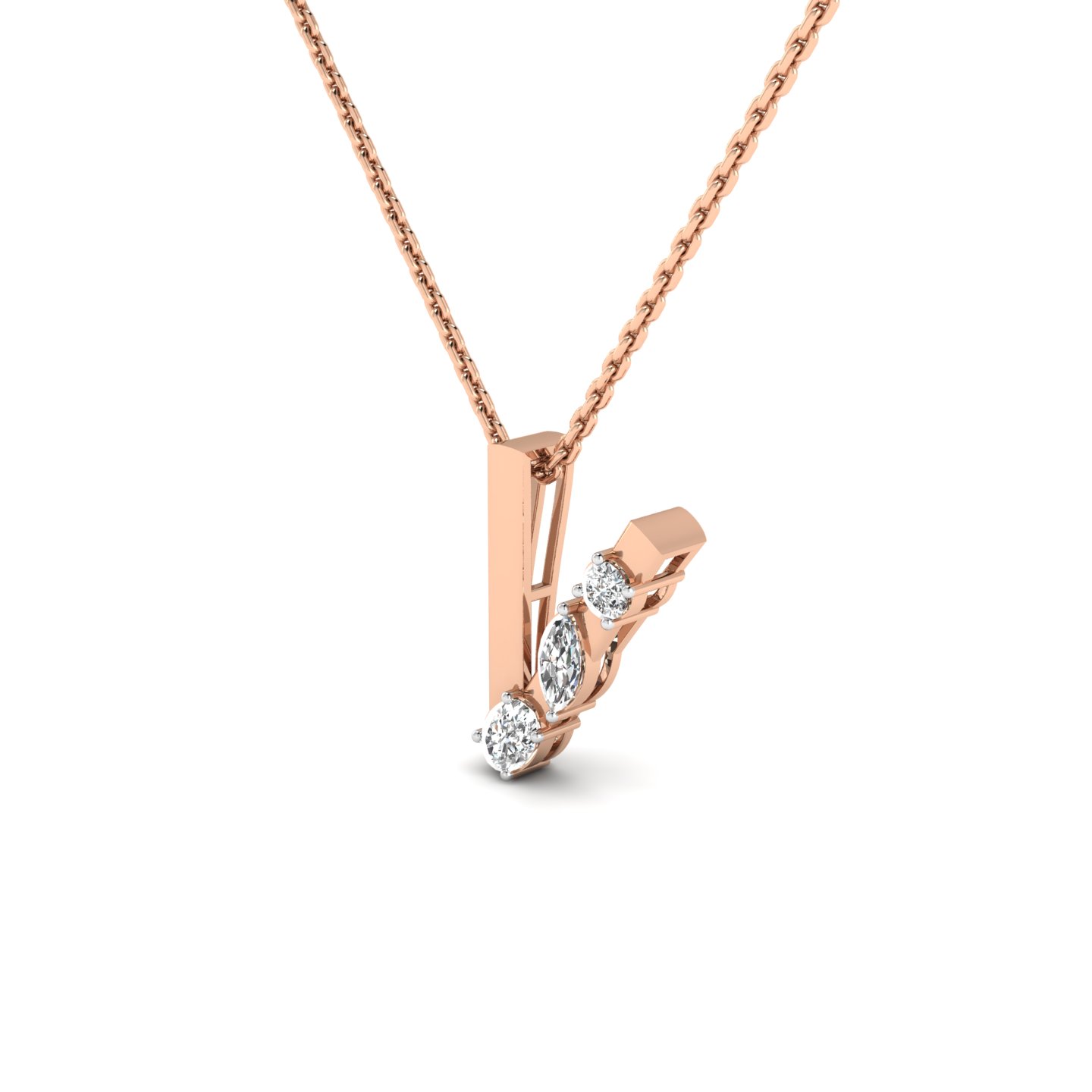 "V" Alphabet Diamond Pendant