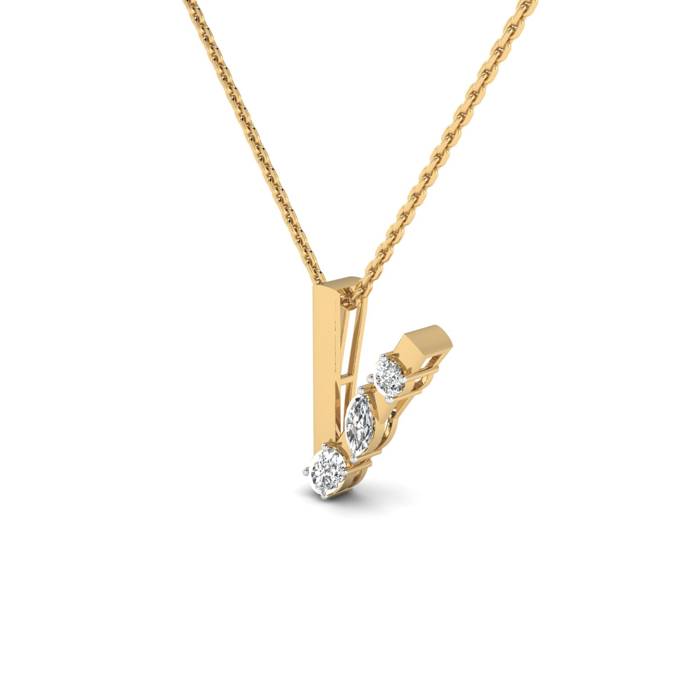 "V" Alphabet Diamond Pendant