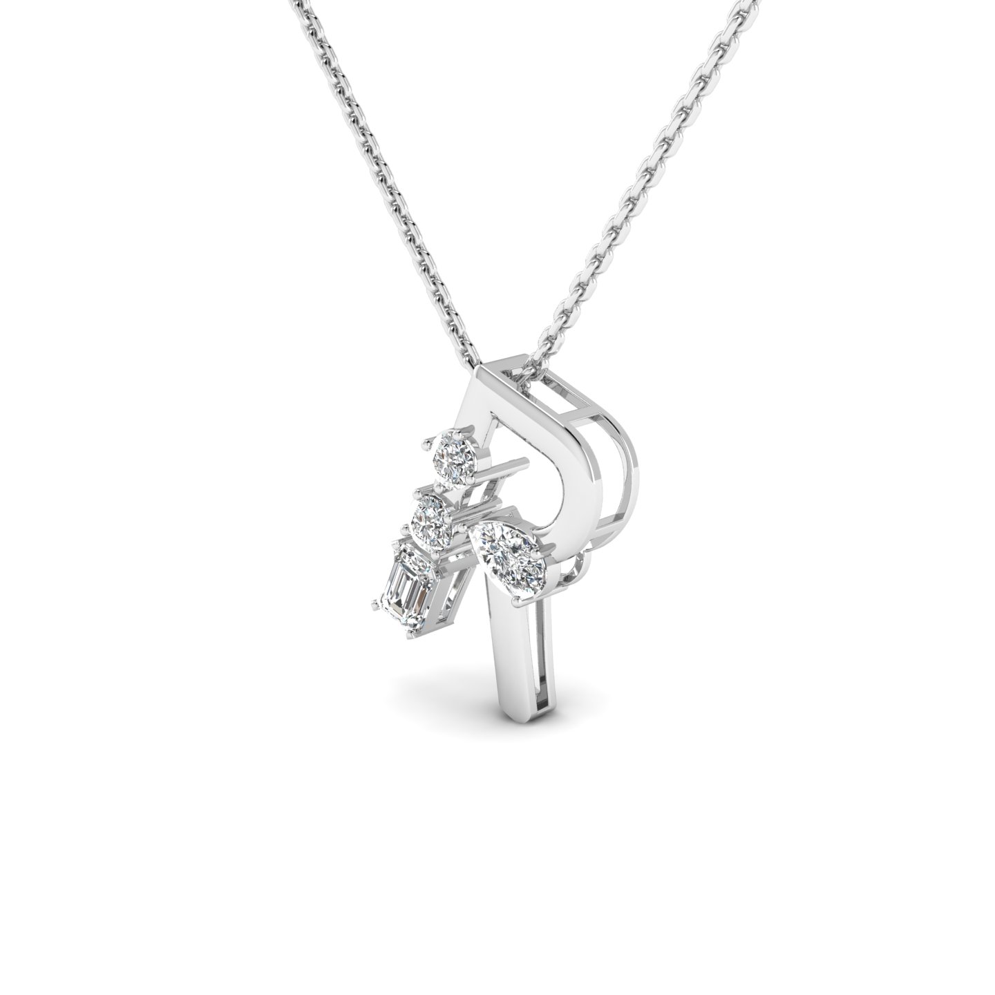 "R" Alphabet Diamond Pendant