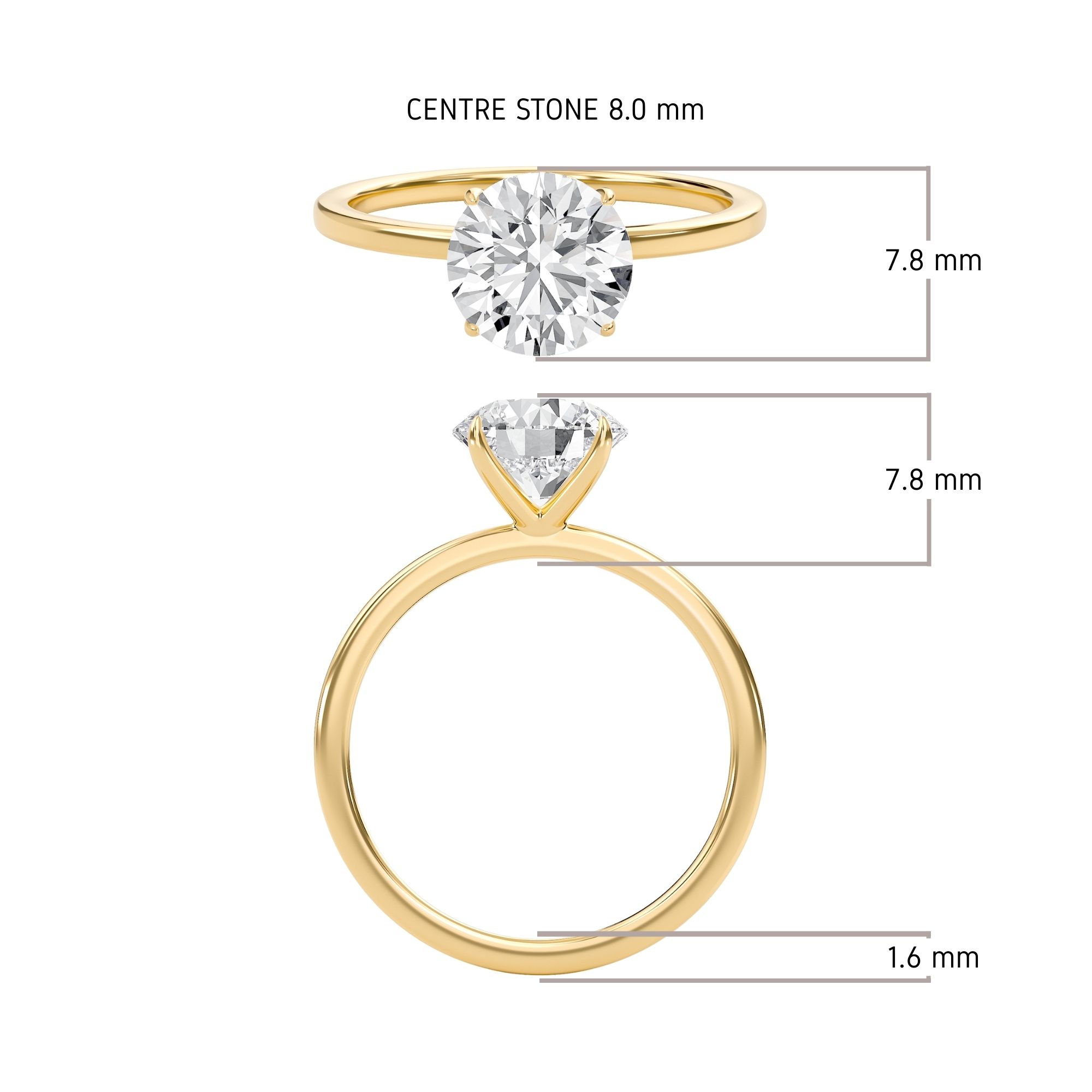 Round Classic Solitaire knife edge Ring