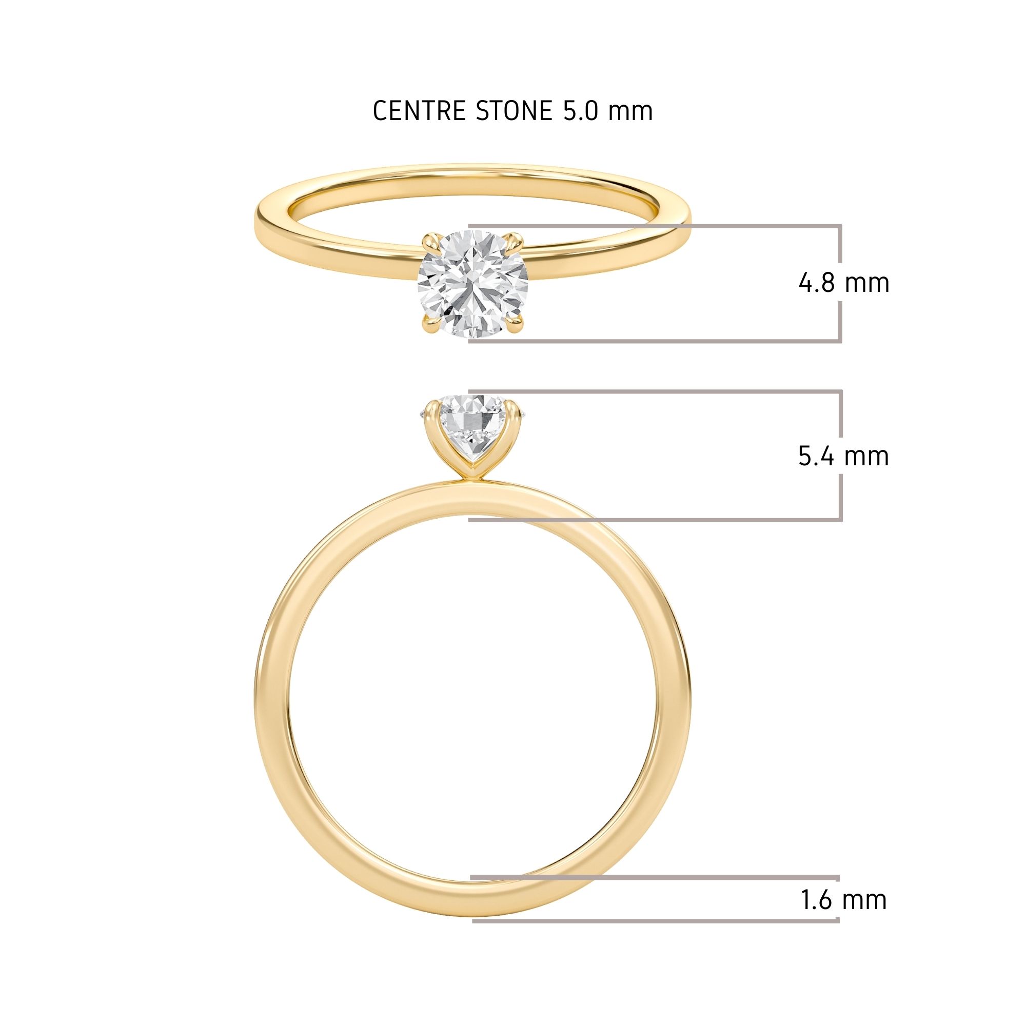 Round Classic Solitaire knife edge Ring