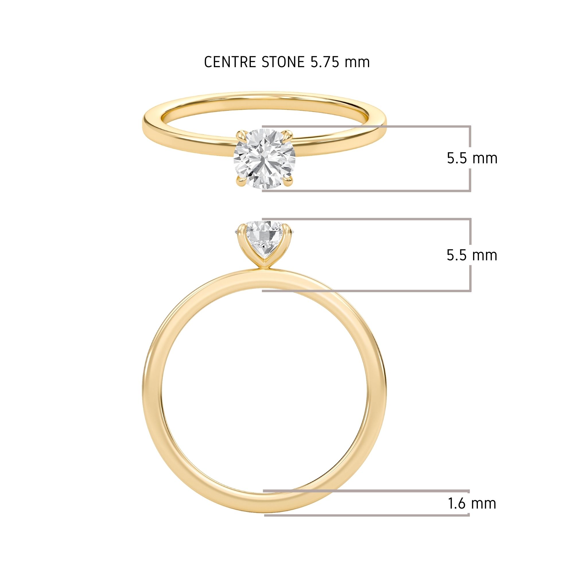 Round Classic Solitaire knife edge Ring