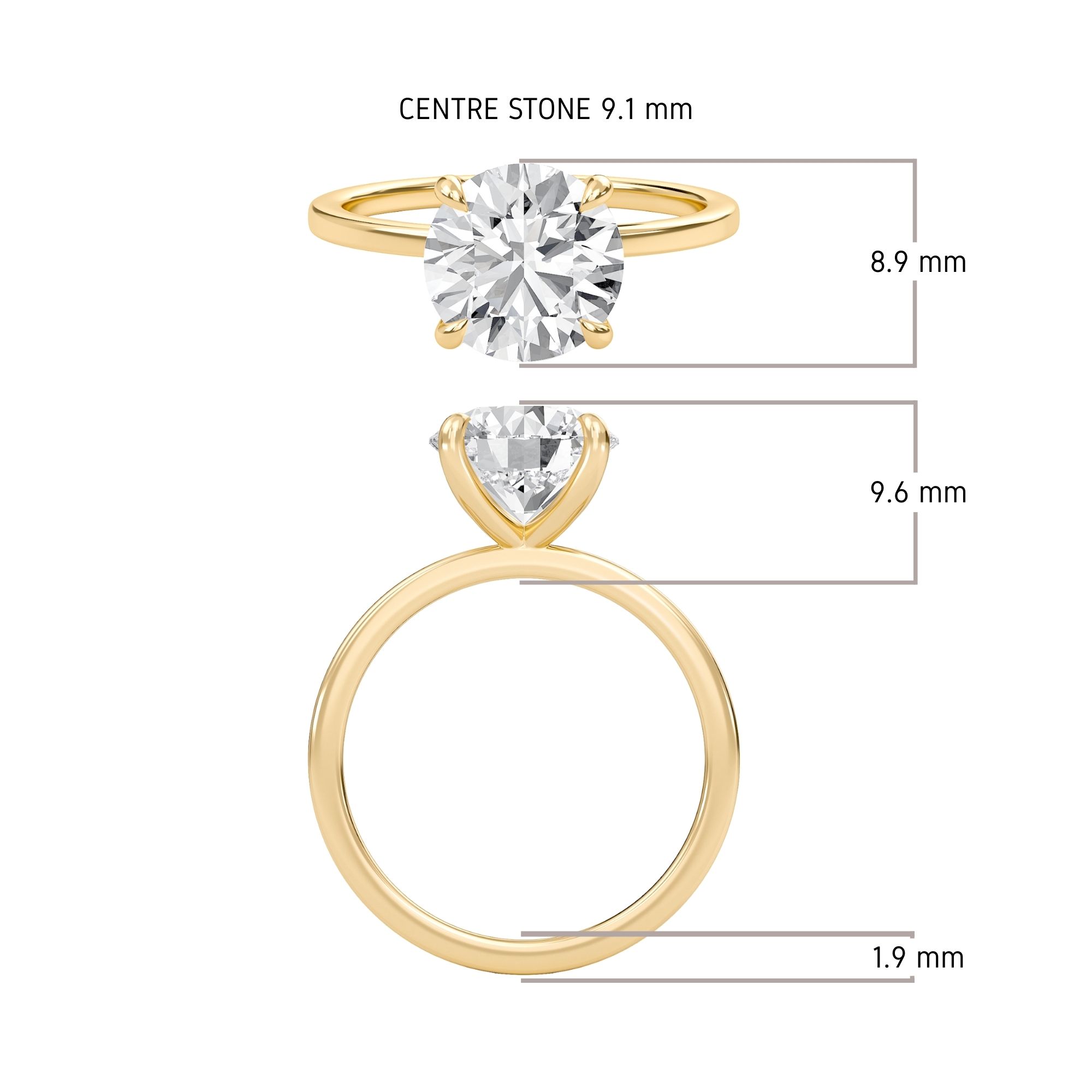 Round Classic Solitaire knife edge Ring