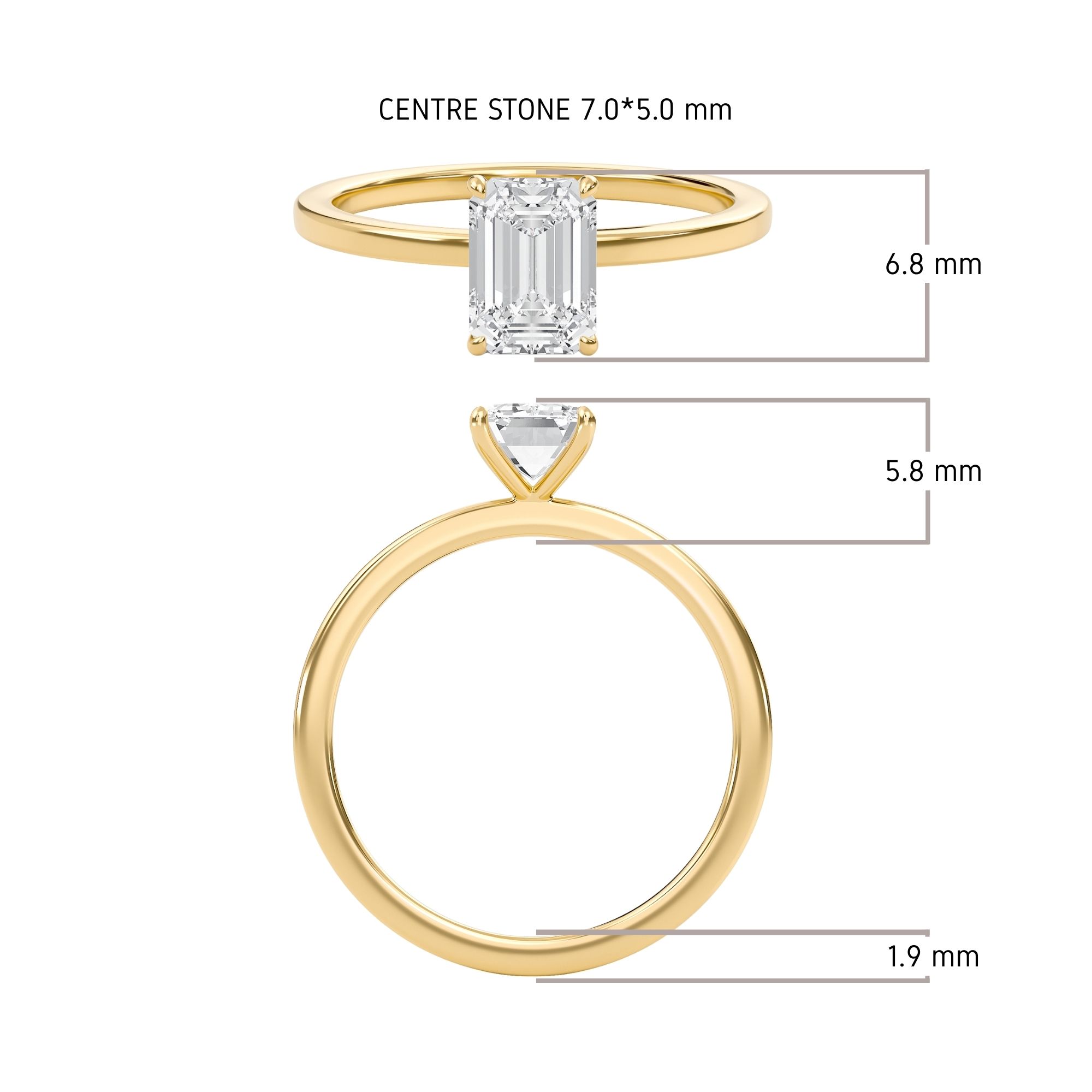 Emerald Classic Solitaire knife edge Ring