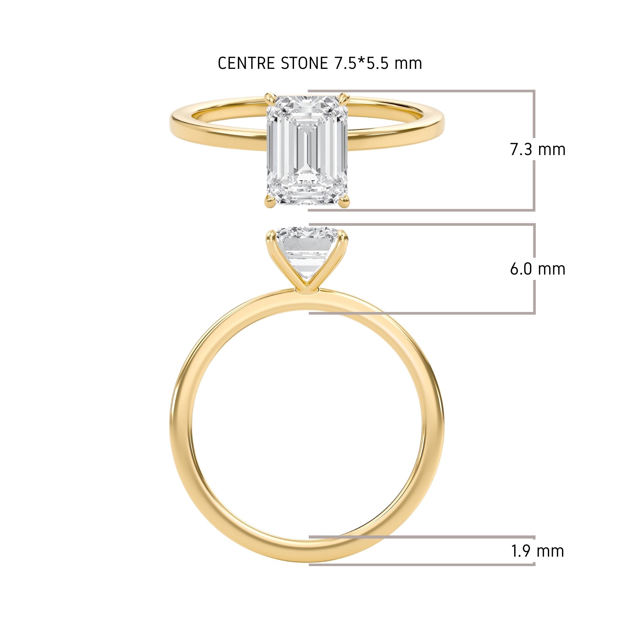Emerald Classic Solitaire knife edge Ring