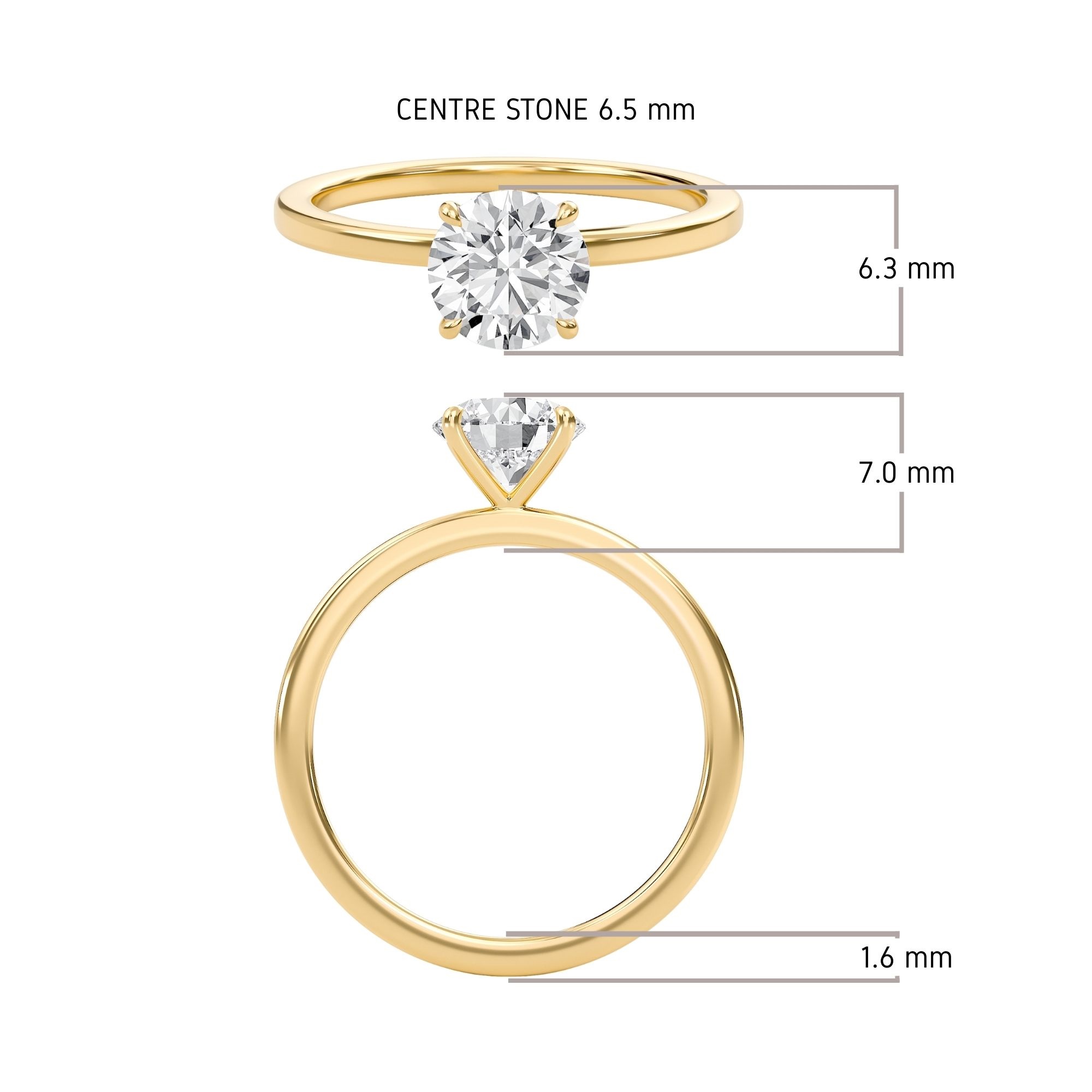 Round Classic Solitaire knife edge Ring