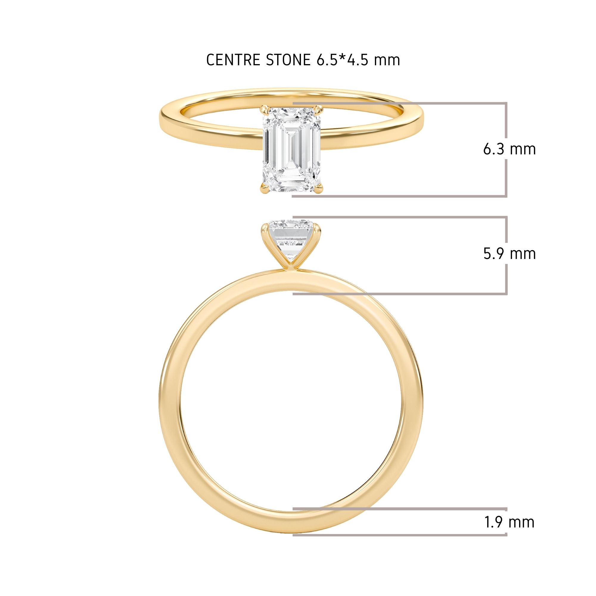 Emerald Classic Solitaire knife edge Ring