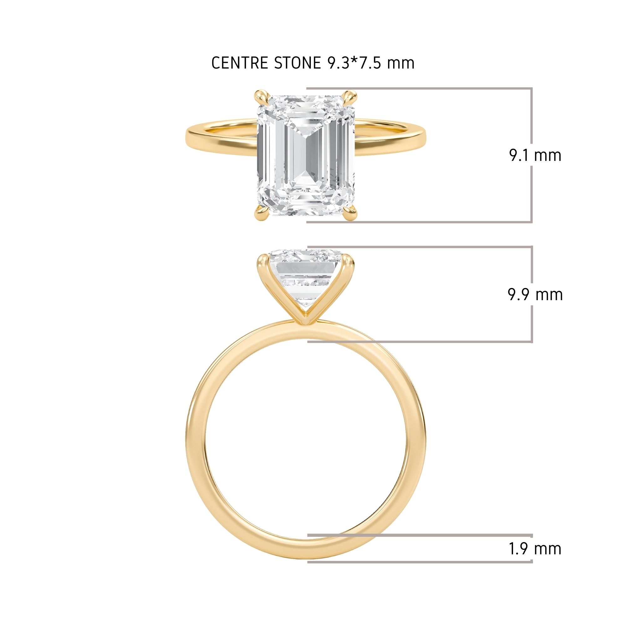 Emerald Classic Solitaire knife edge Ring