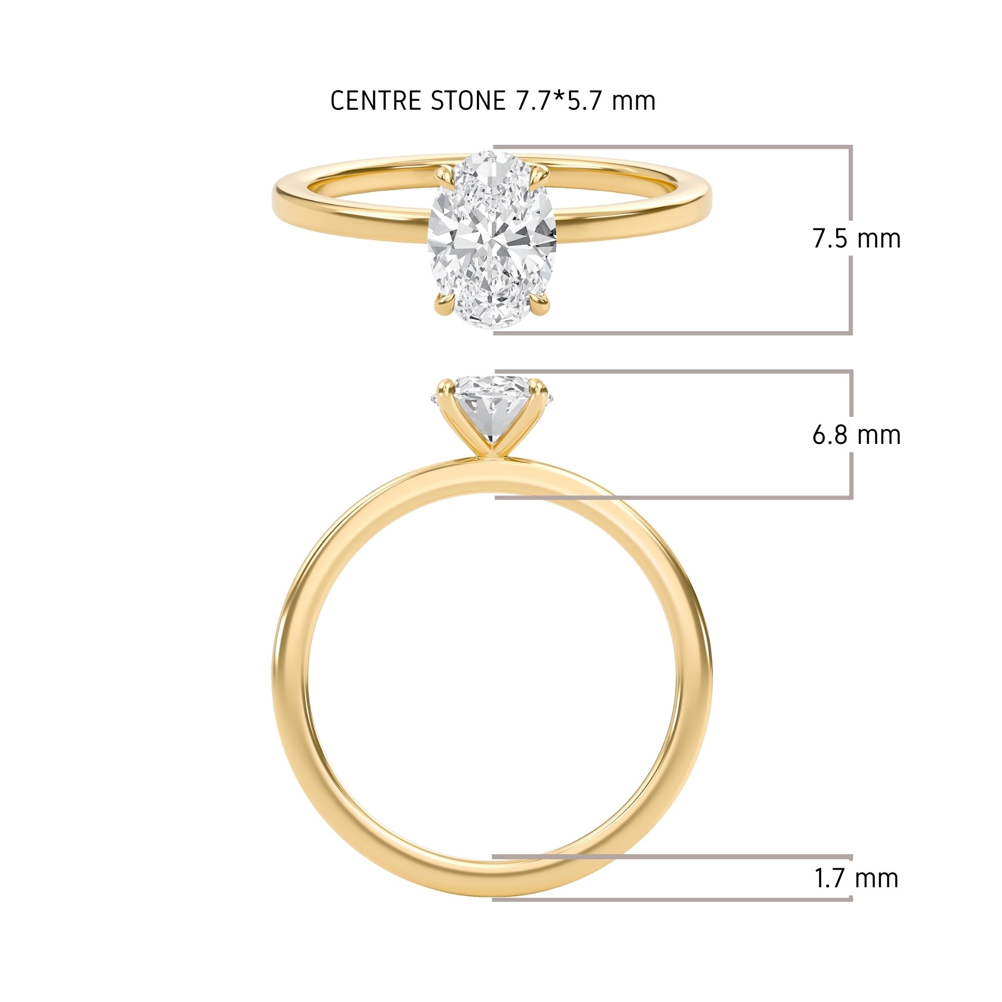 Oval Classic Solitaire knife edge Ring