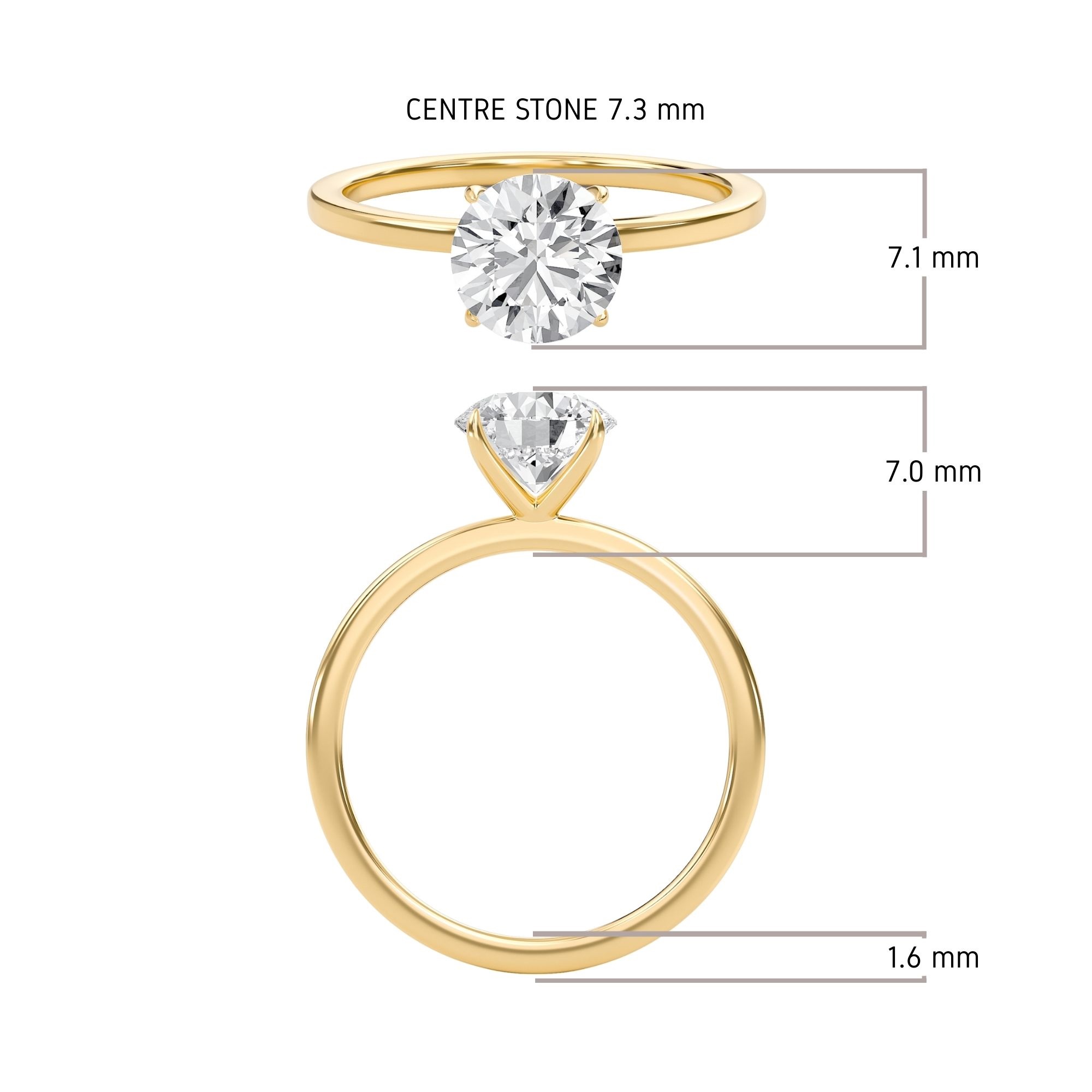 Round Classic Solitaire knife edge Ring