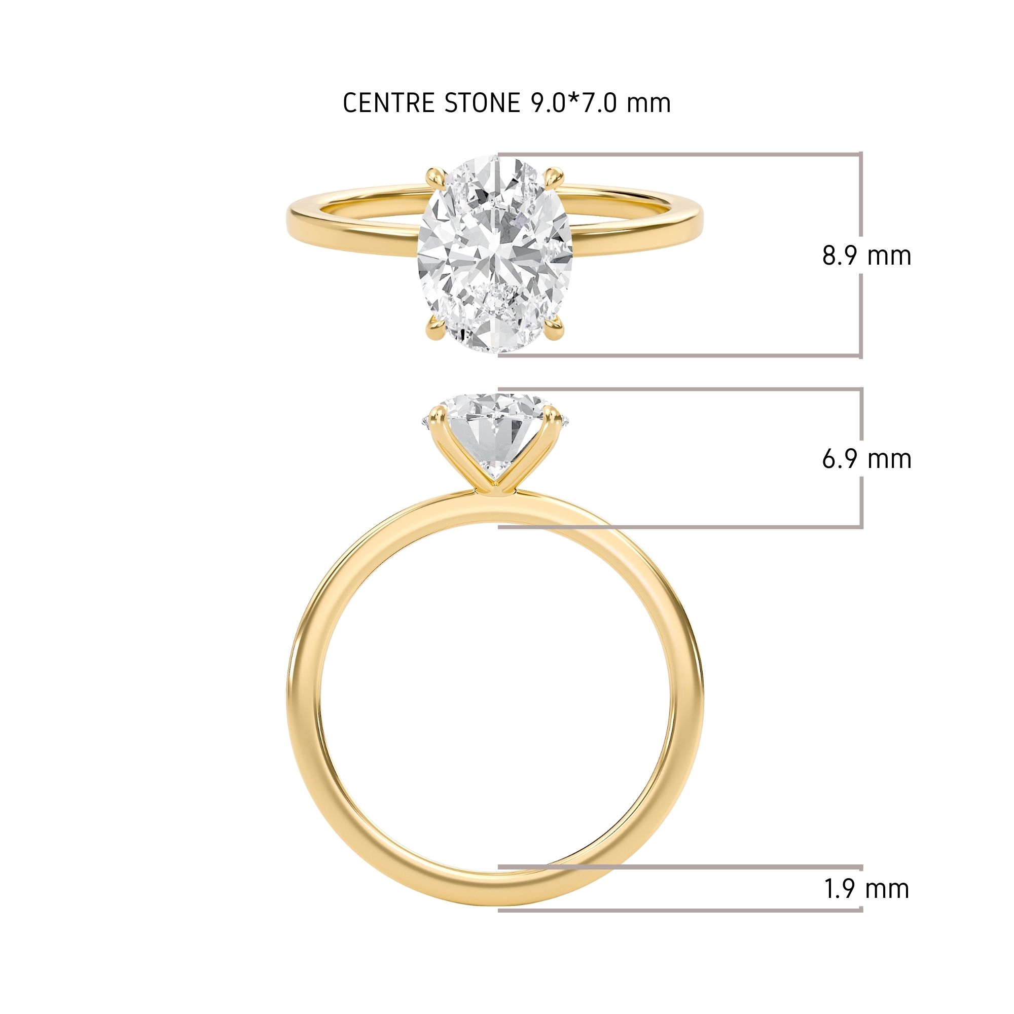 Oval Classic Solitaire knife edge Ring