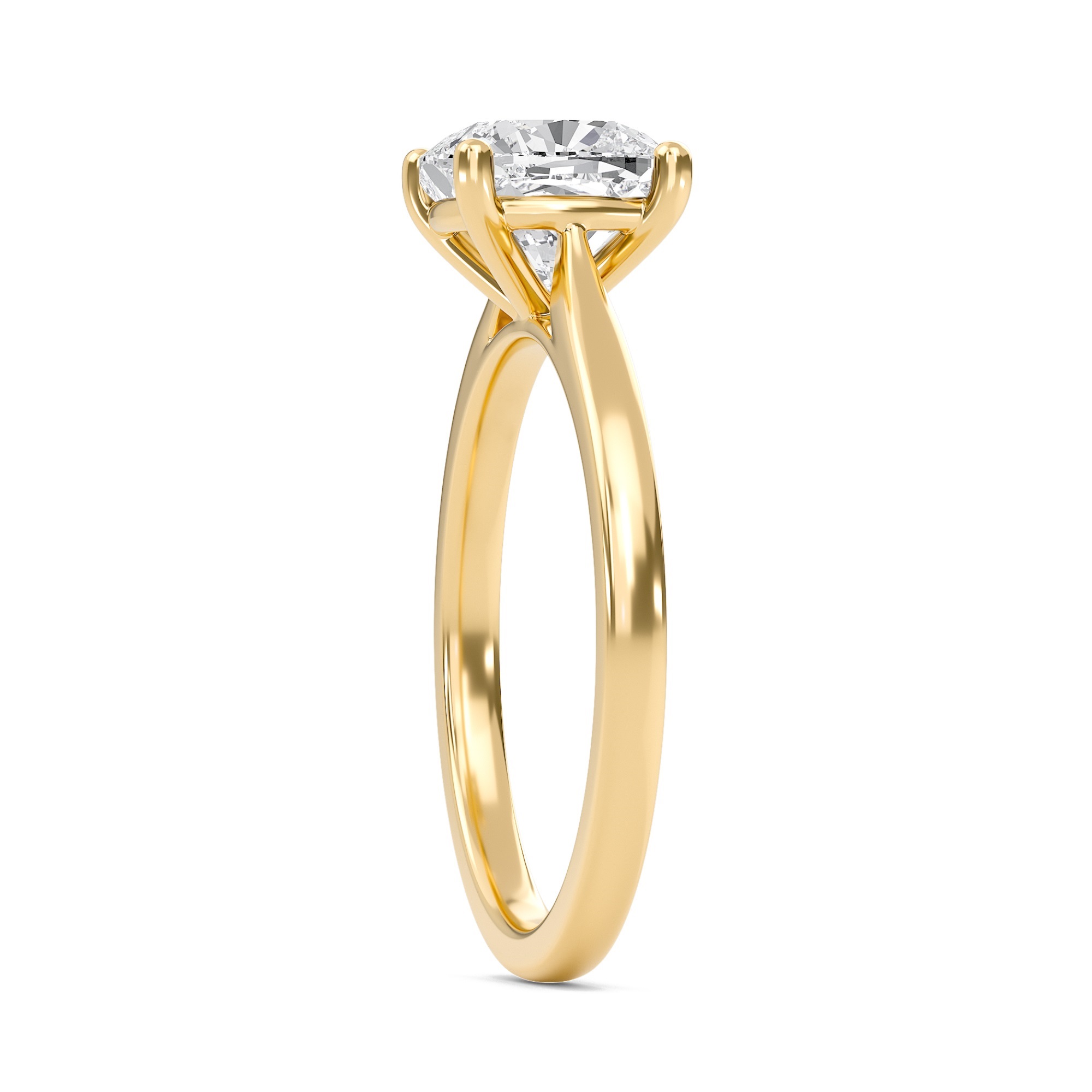 Cushion Classic Solitaire Cathedral Ring