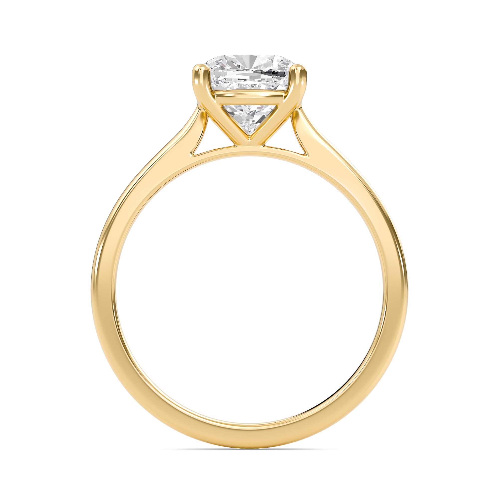 Cushion Classic Solitaire Cathedral Ring