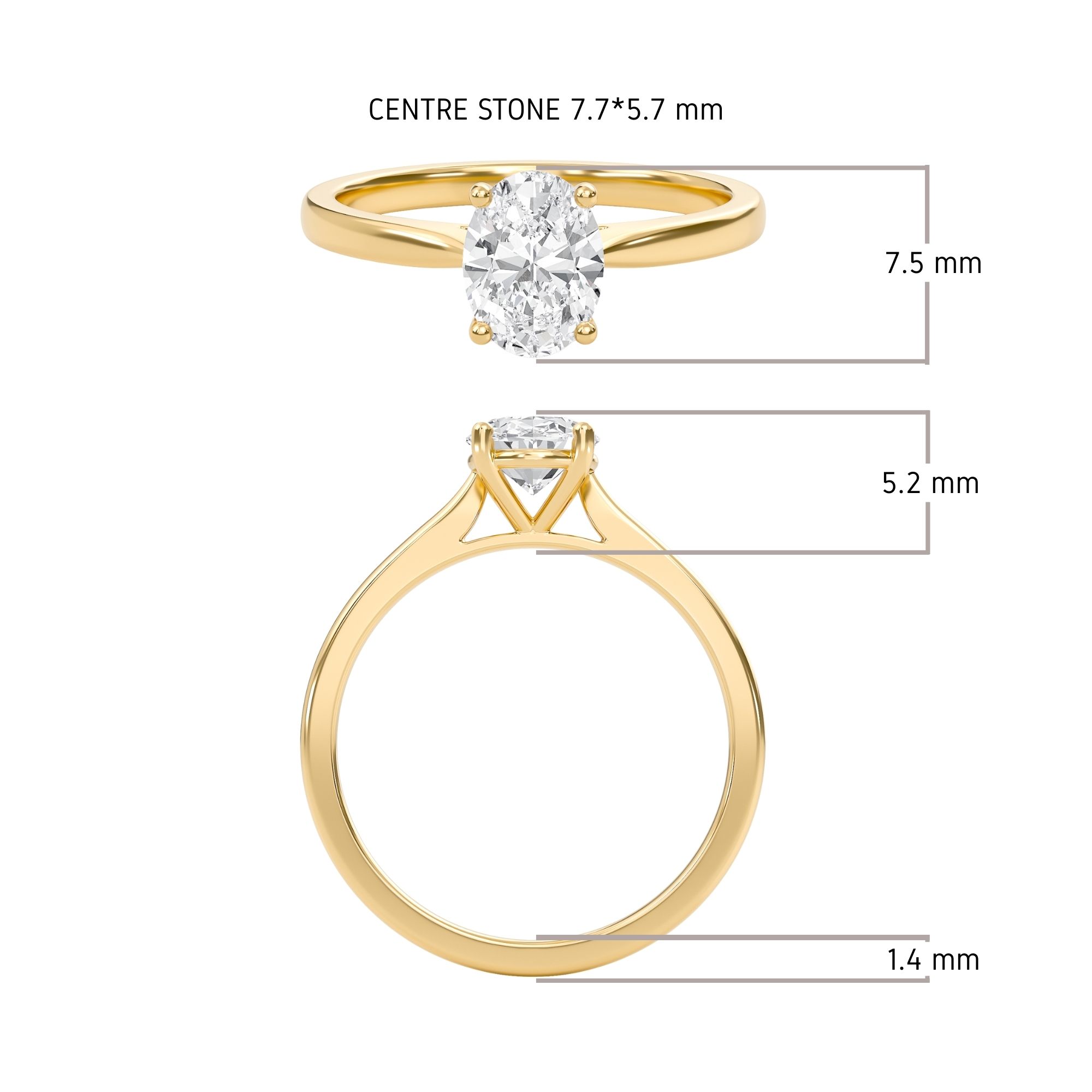 Oval Classic Solitaire Cathedral Ring