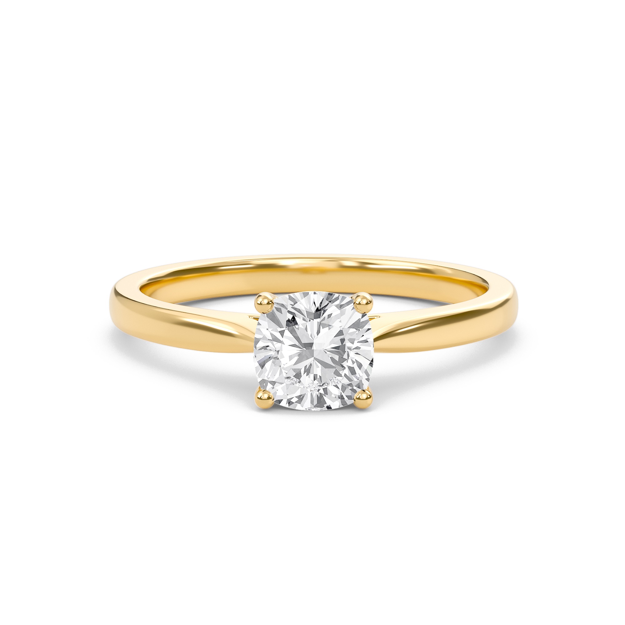 Cushion Classic Solitaire Cathedral Ring