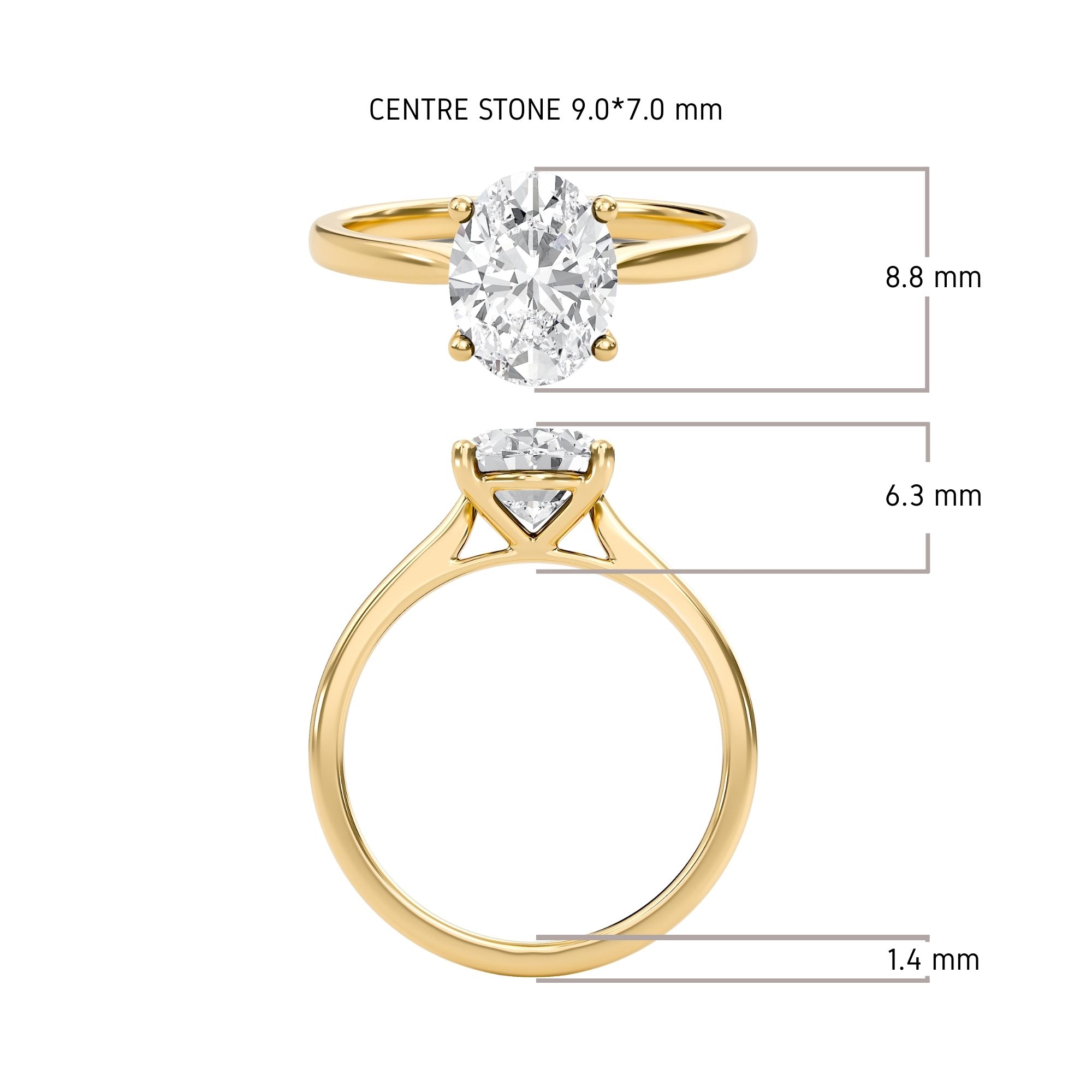 Oval Classic Solitaire Cathedral Ring