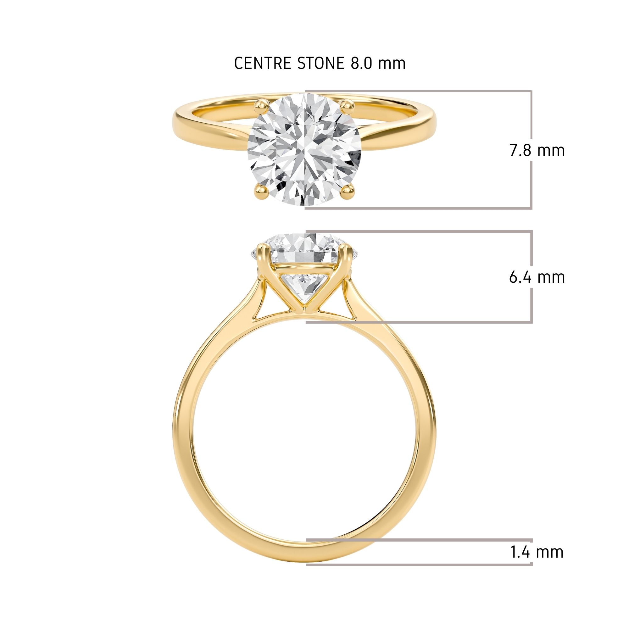 Round Classic Solitaire Cathedral Ring
