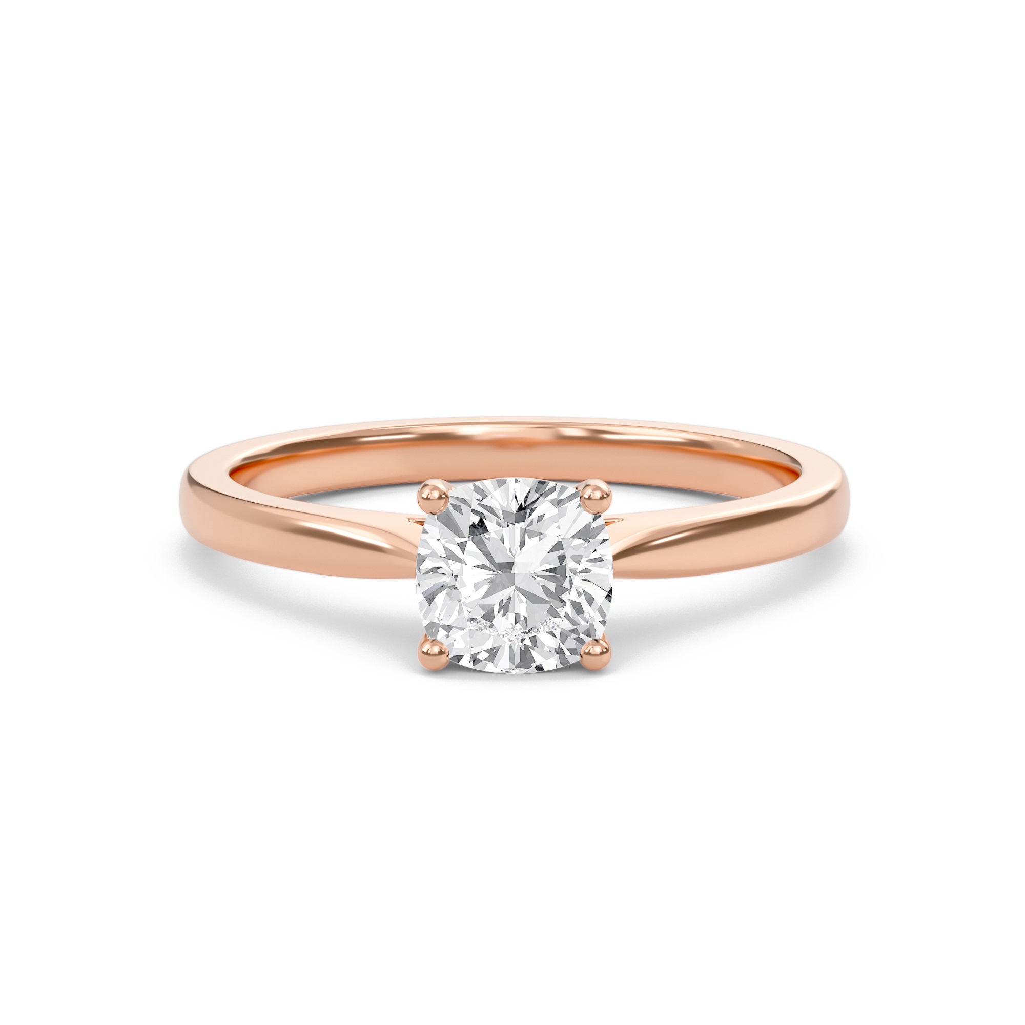 Cushion Classic Solitaire Cathedral Ring