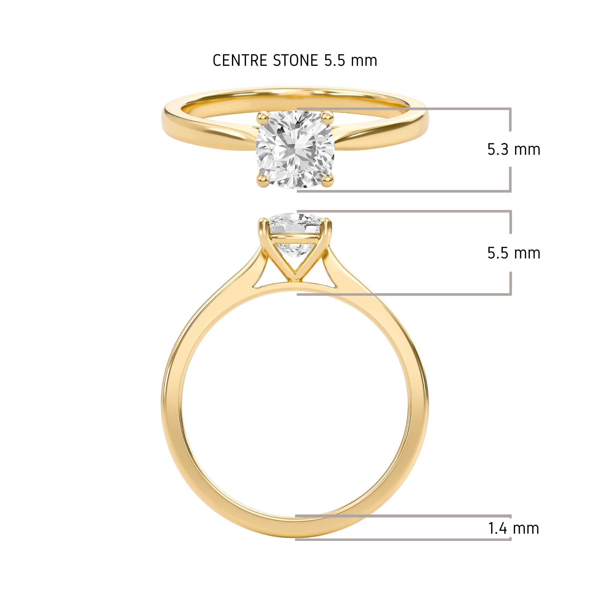 Cushion Classic Solitaire Cathedral Ring