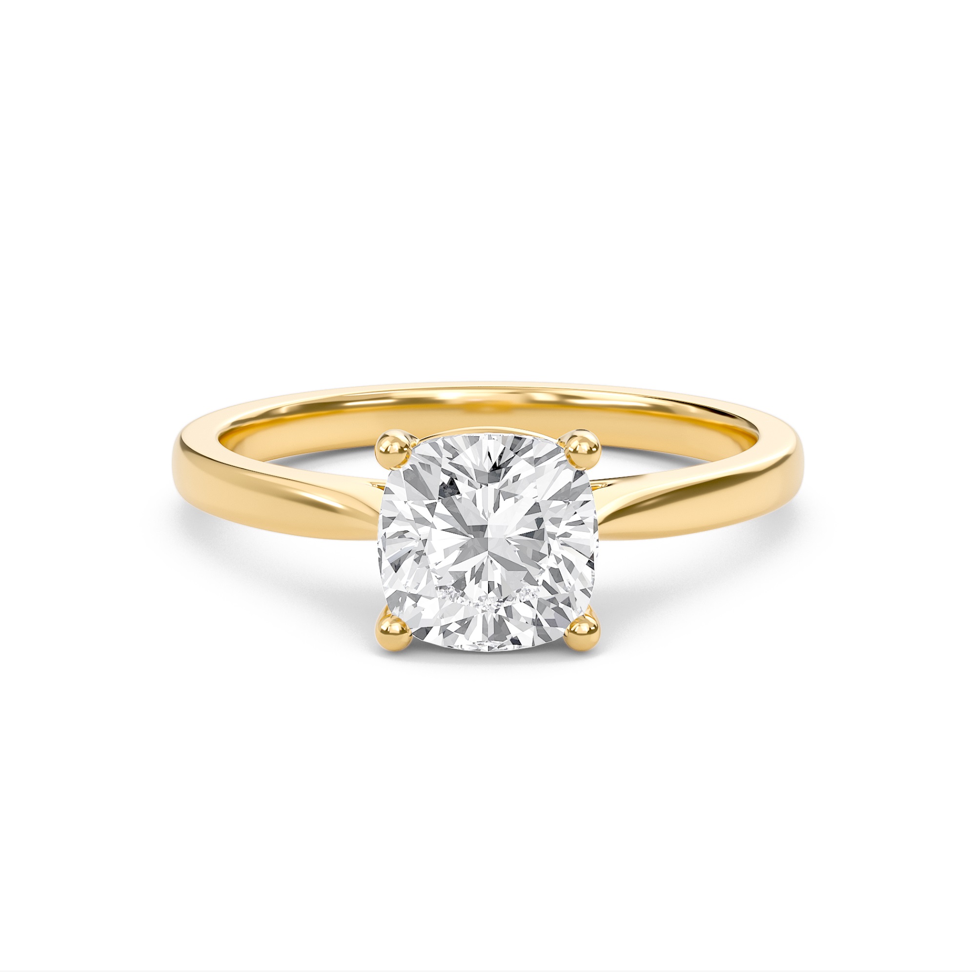 Cushion Classic Solitaire Cathedral Ring