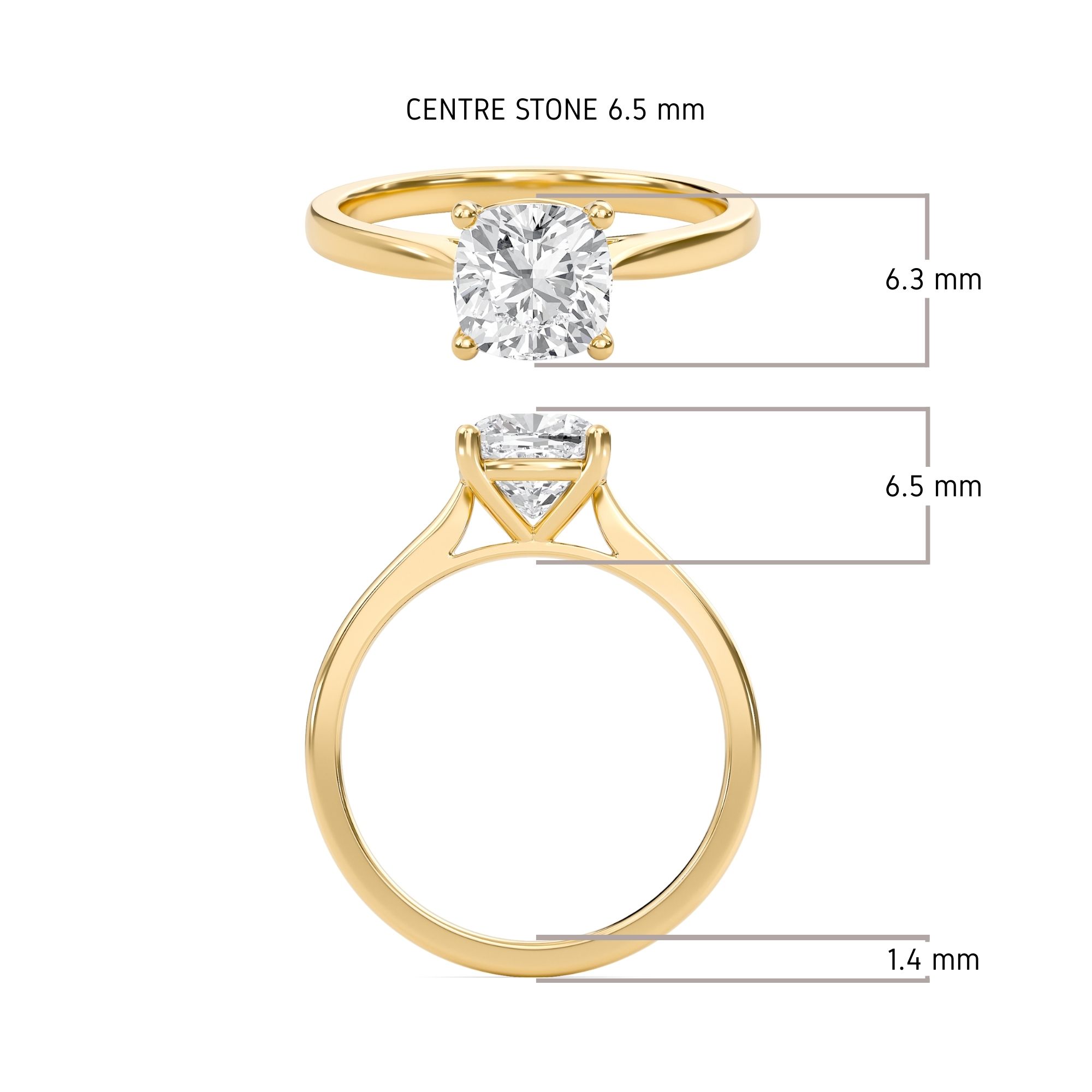 Cushion Classic Solitaire Cathedral Ring