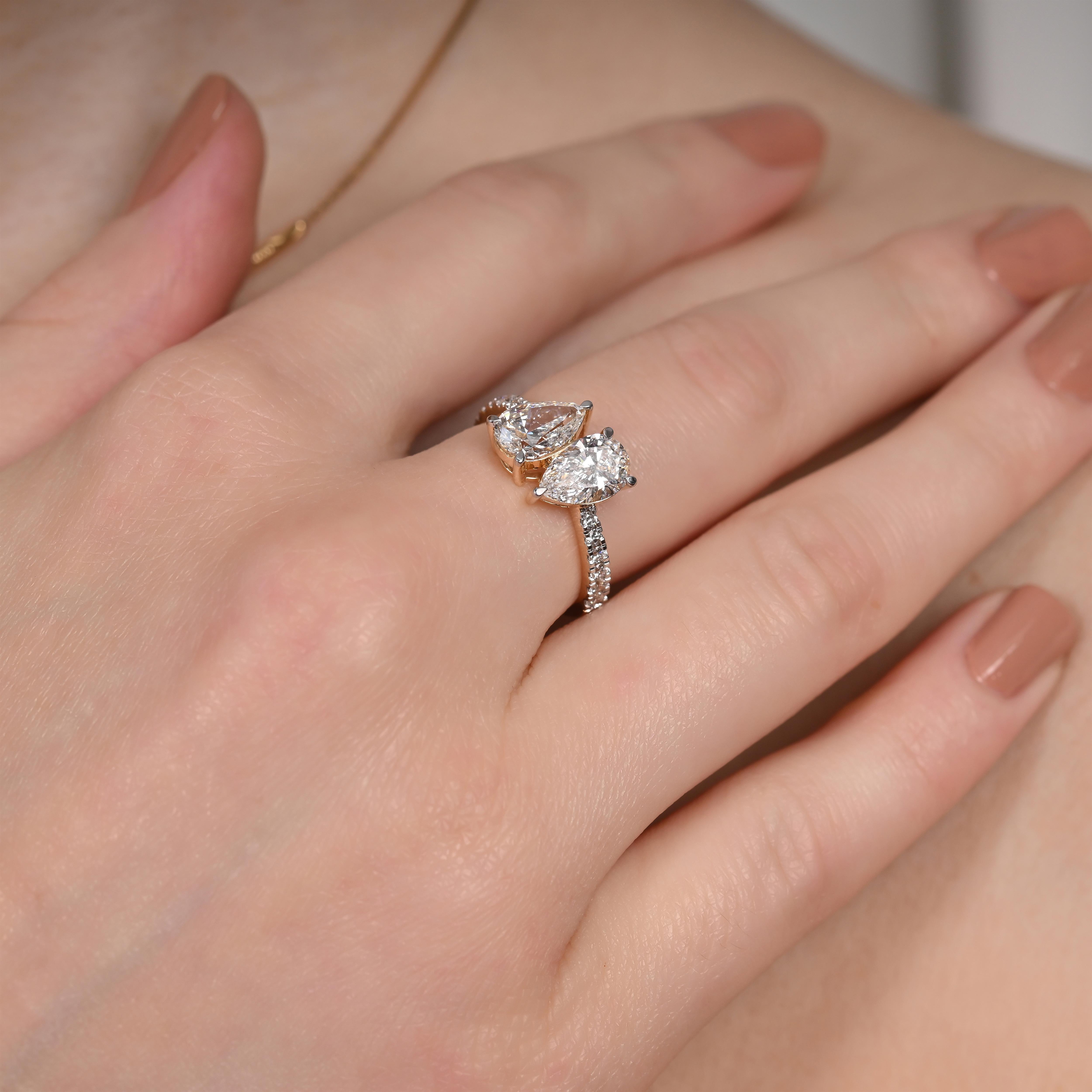 Toi-Et-Moi Duet Pear Ring