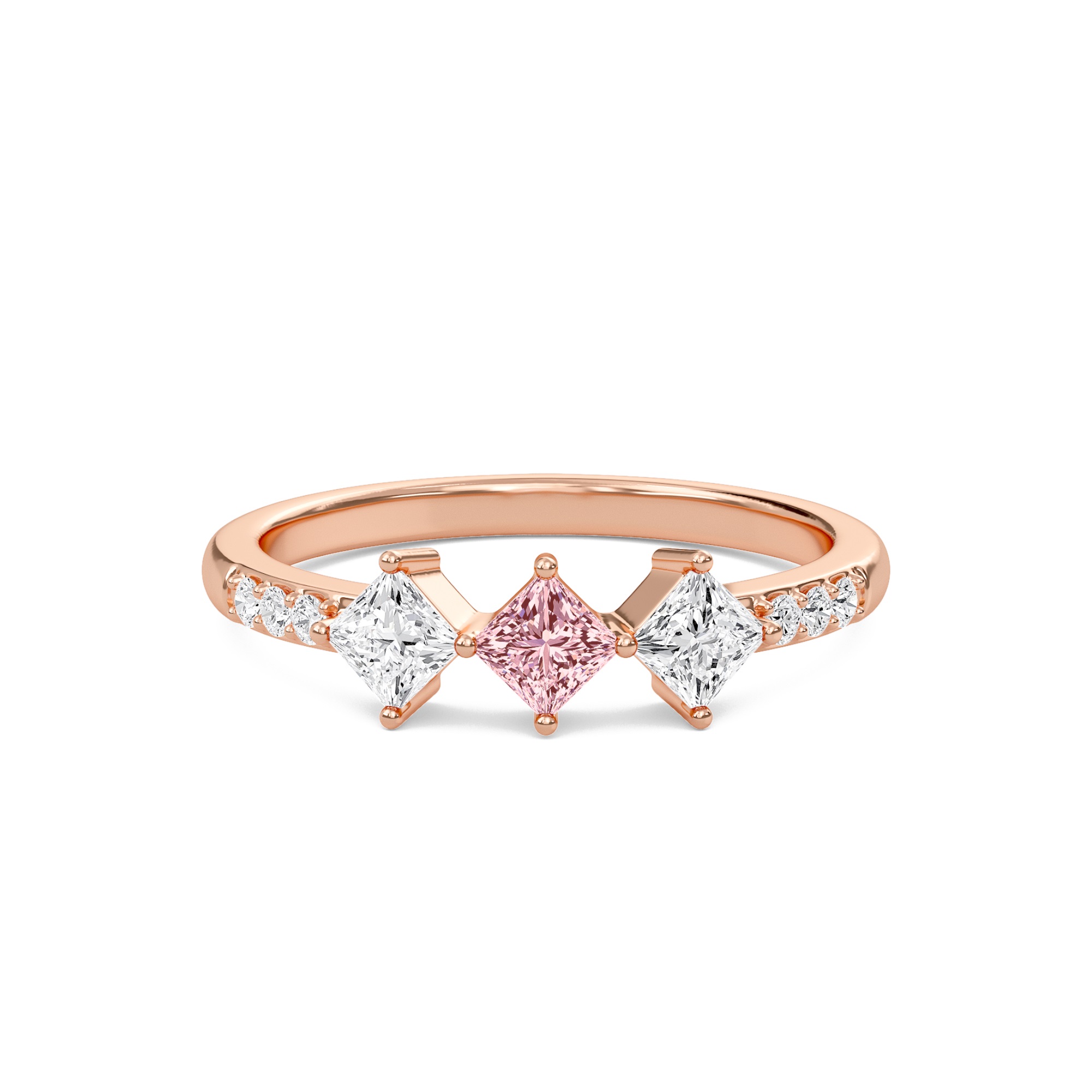 Serene Light Pink Three Stone Ring
