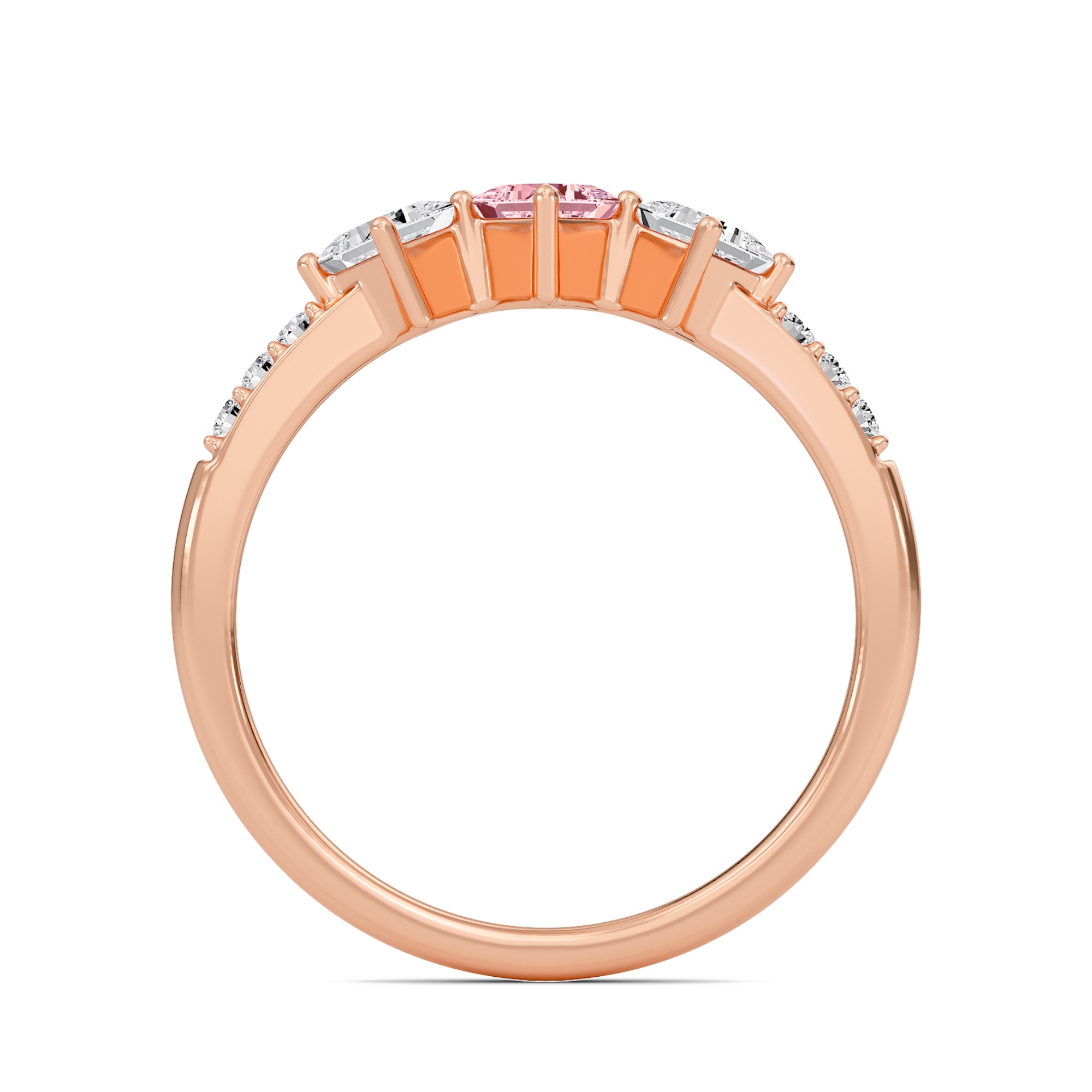 Serene Light Pink Three Stone Ring
