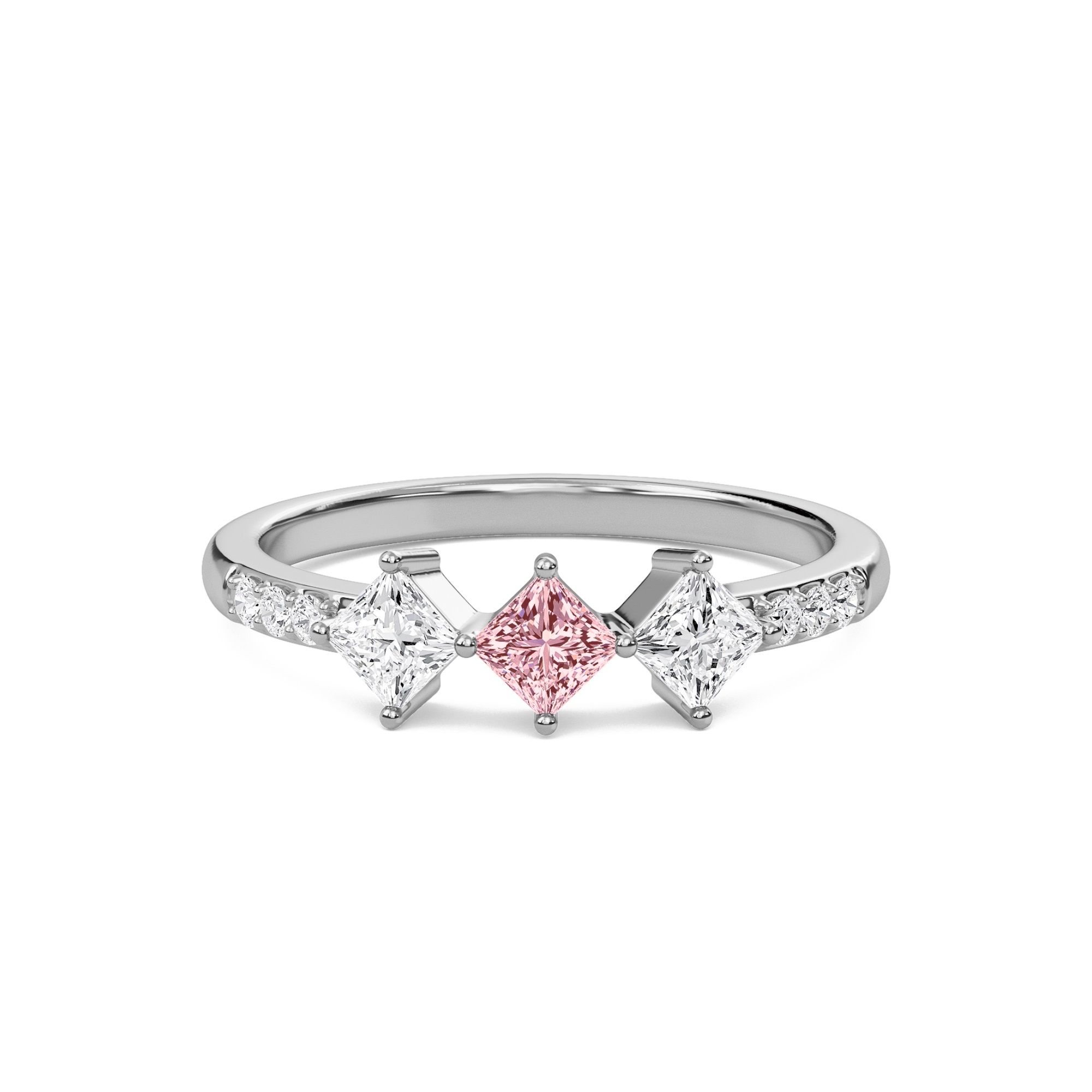 Serene Light Pink Three Stone Ring