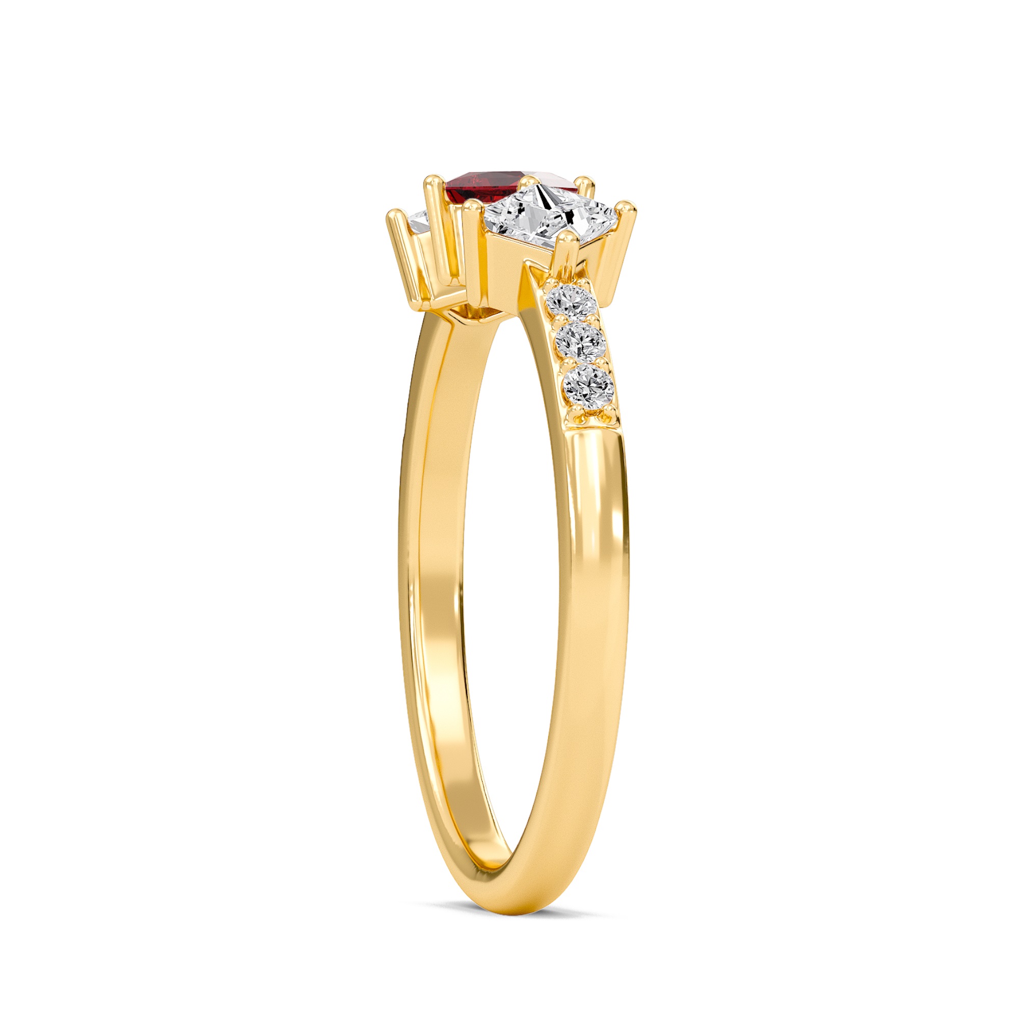 Vibrant Ruby Three Stone Ring