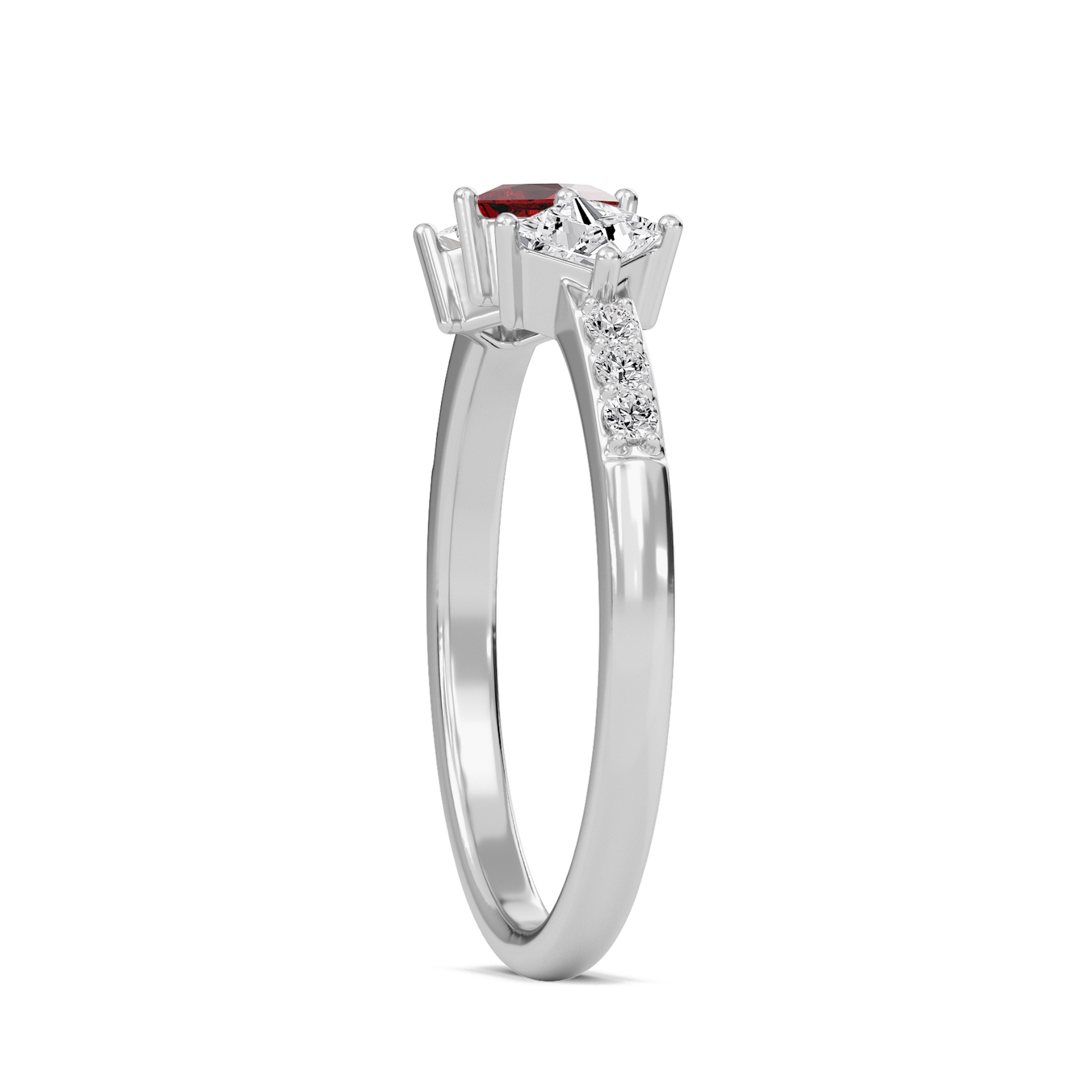 Vibrant Ruby Three Stone Ring