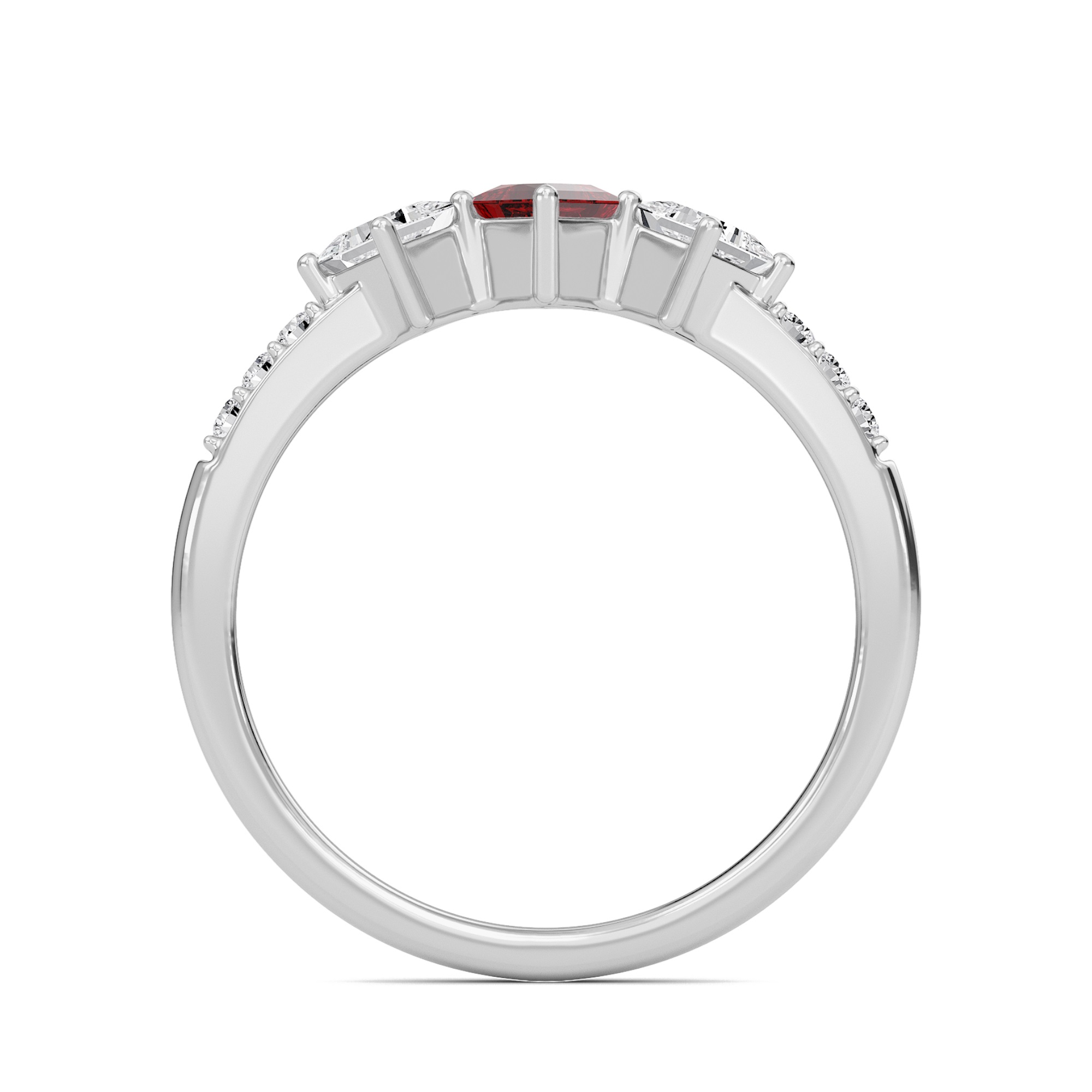 Vibrant Ruby Three Stone Ring