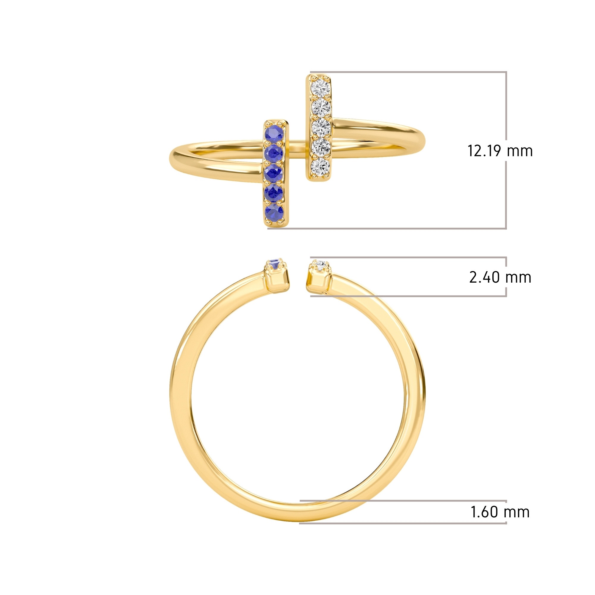 Linear Sapphire Open Ring