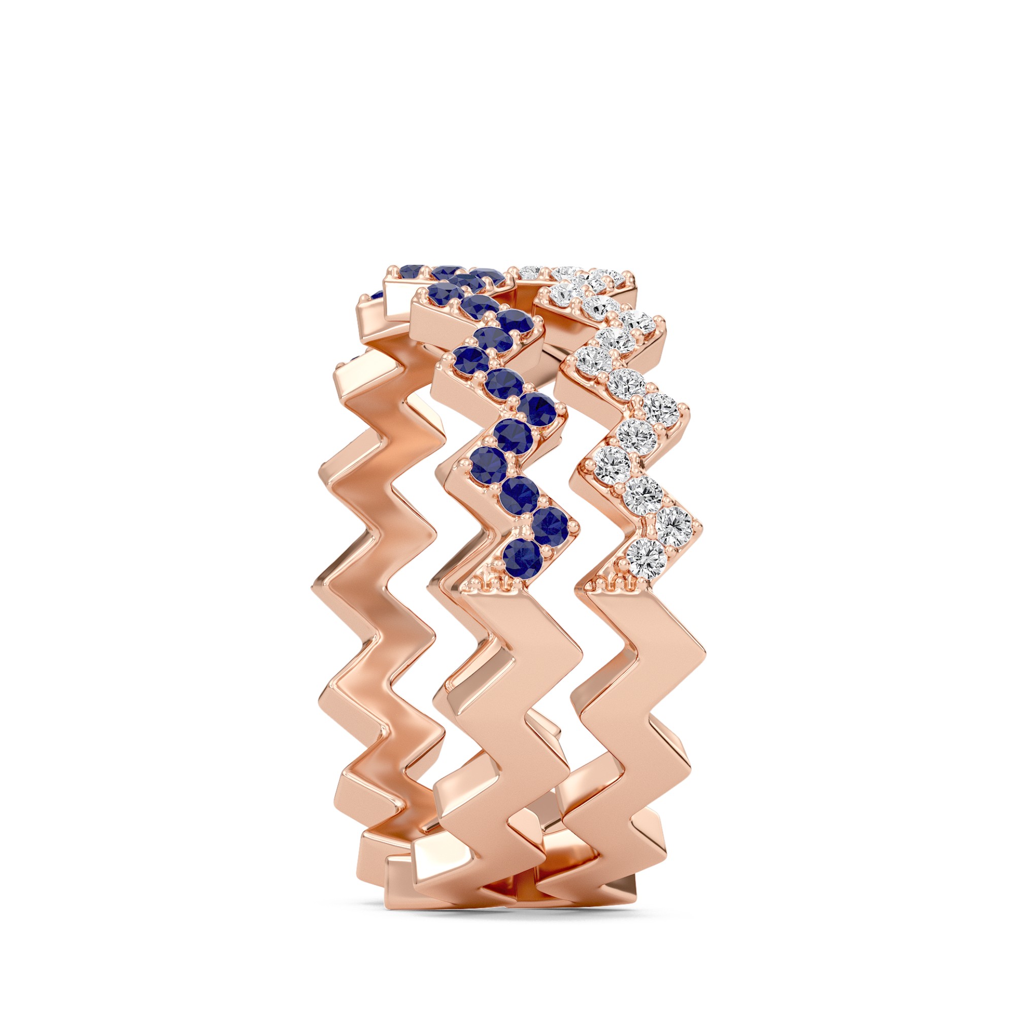 Duet Row Blue Sapphire Band