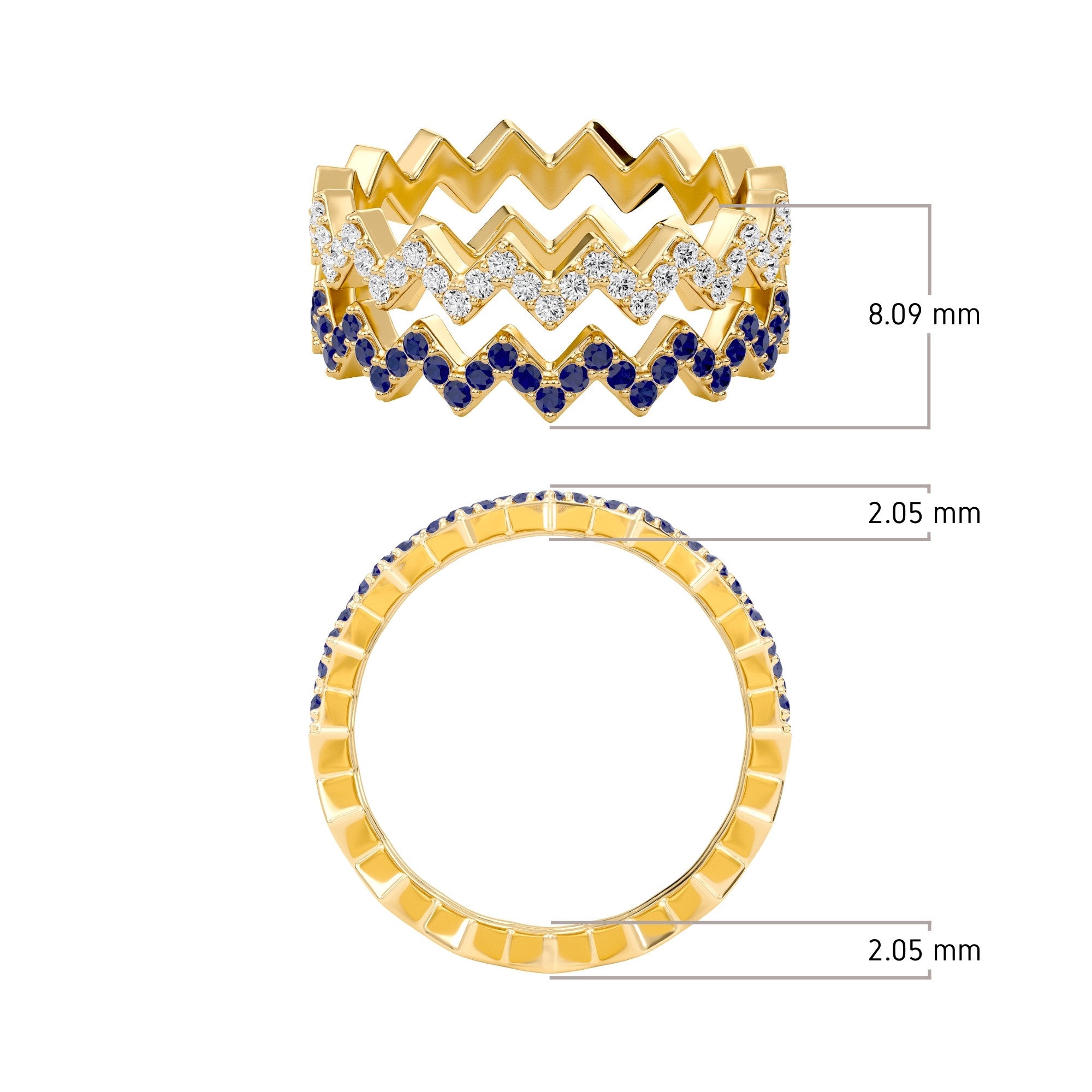 Duet Row Blue Sapphire Band