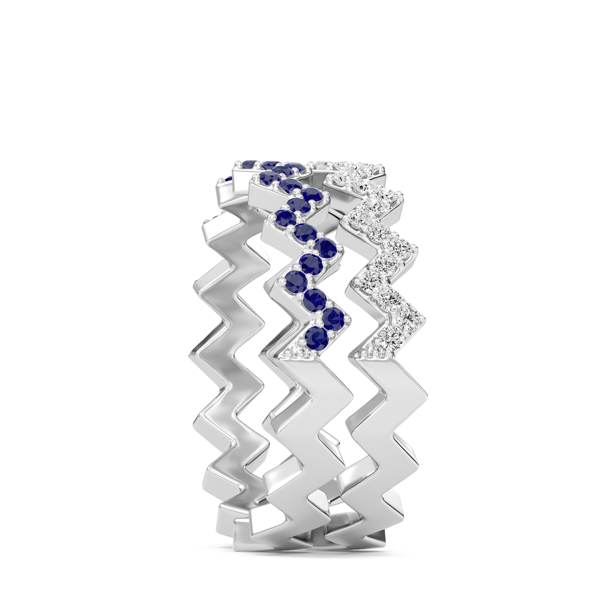 Duet Row Blue Sapphire Band