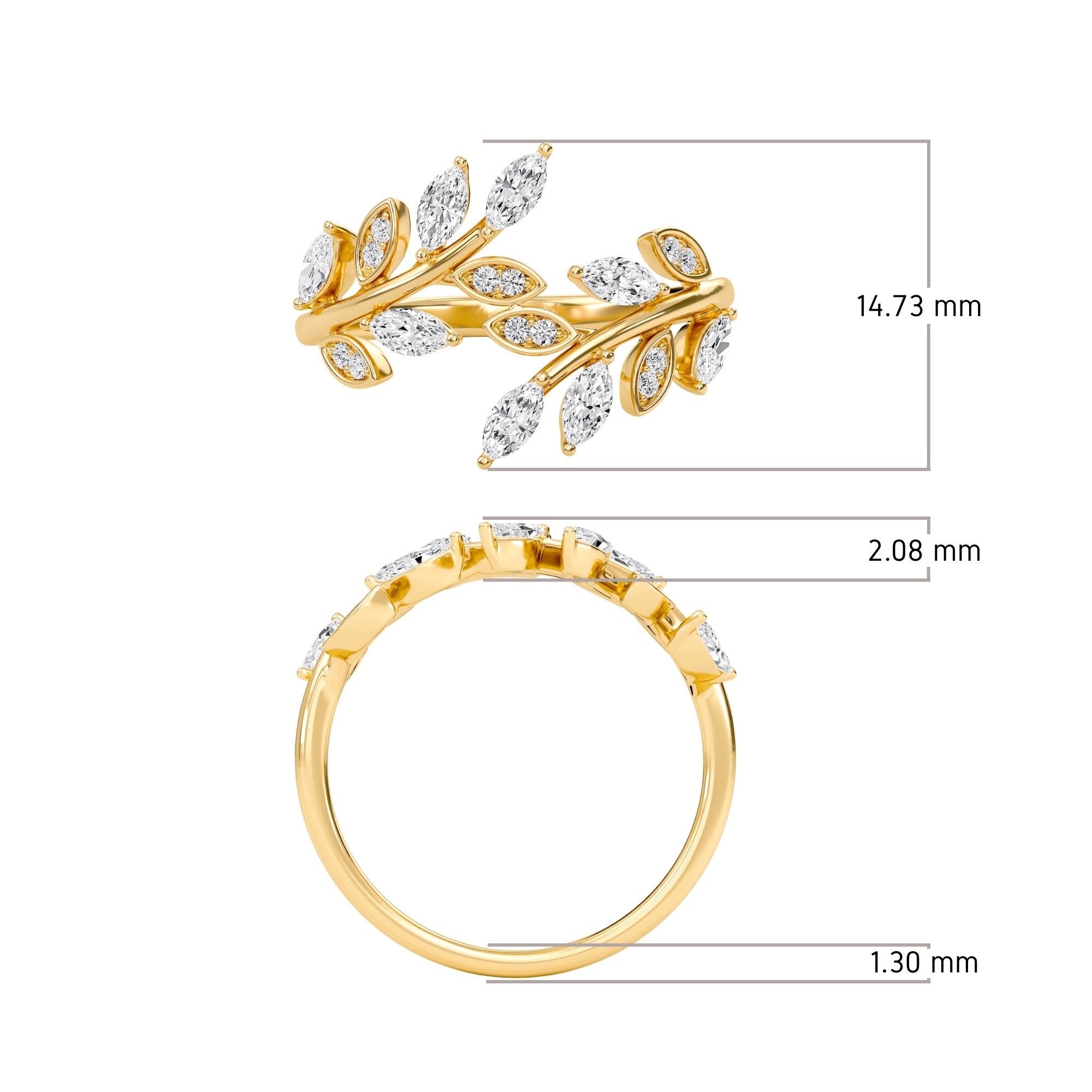 Leaf Diamond Open Ring